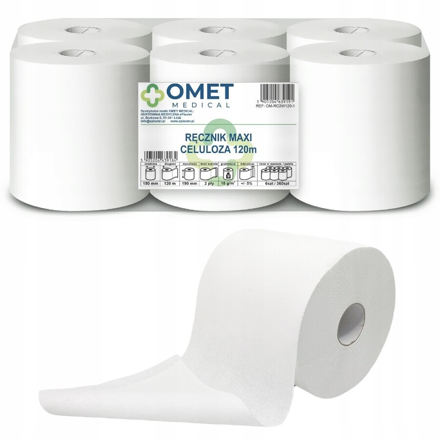 Papírový Ručník Čisticí Utěrka 100% Celulóza 120 m x 6