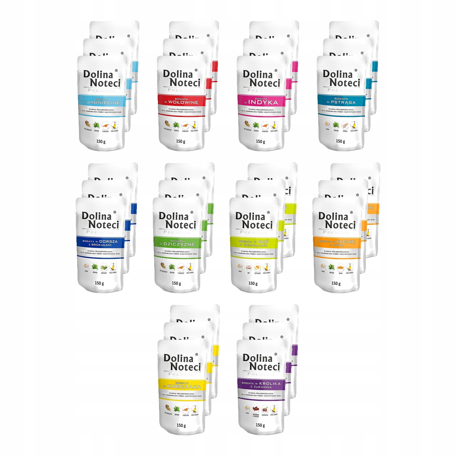 Dolina Noteci Premium MIX Chutí 30 x 150 g bezobilné krmivo pro psy