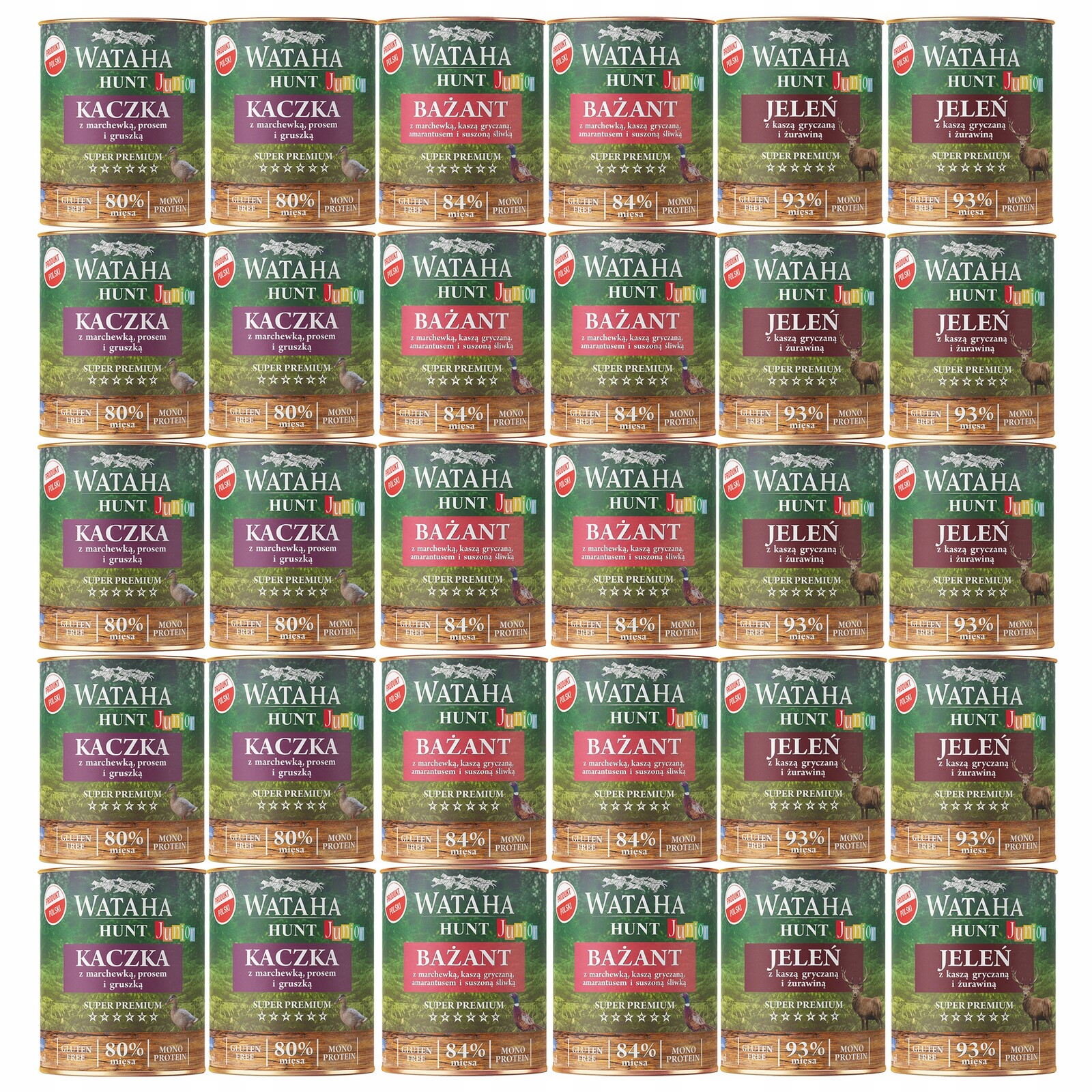 Wataha Hunt Junior krmivo pro štěňata Mix chutí 30 x 800 g