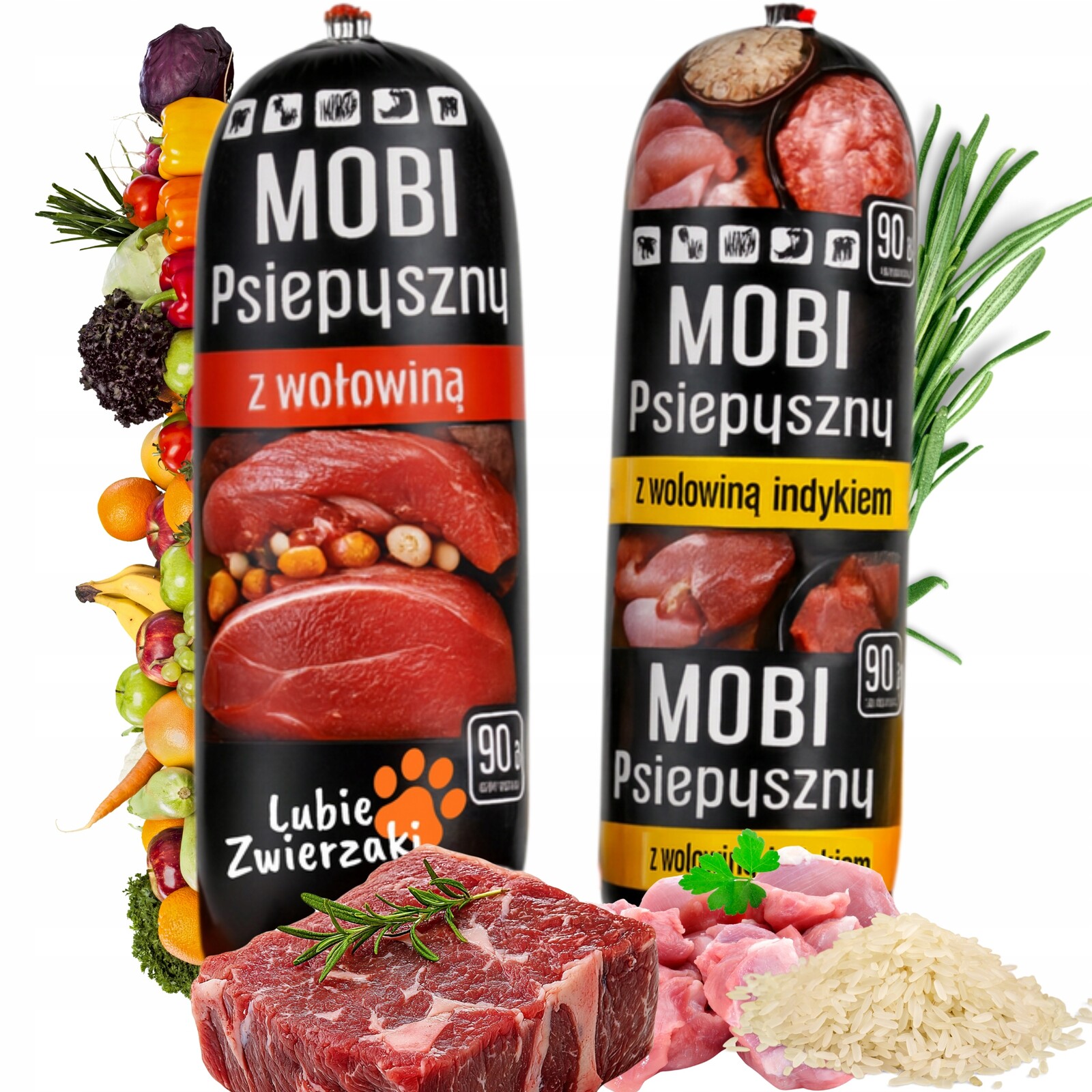 Krmivo mokré pro psa 90% masa mix chutí hovězí krůta rýže 1kg 18 kusů