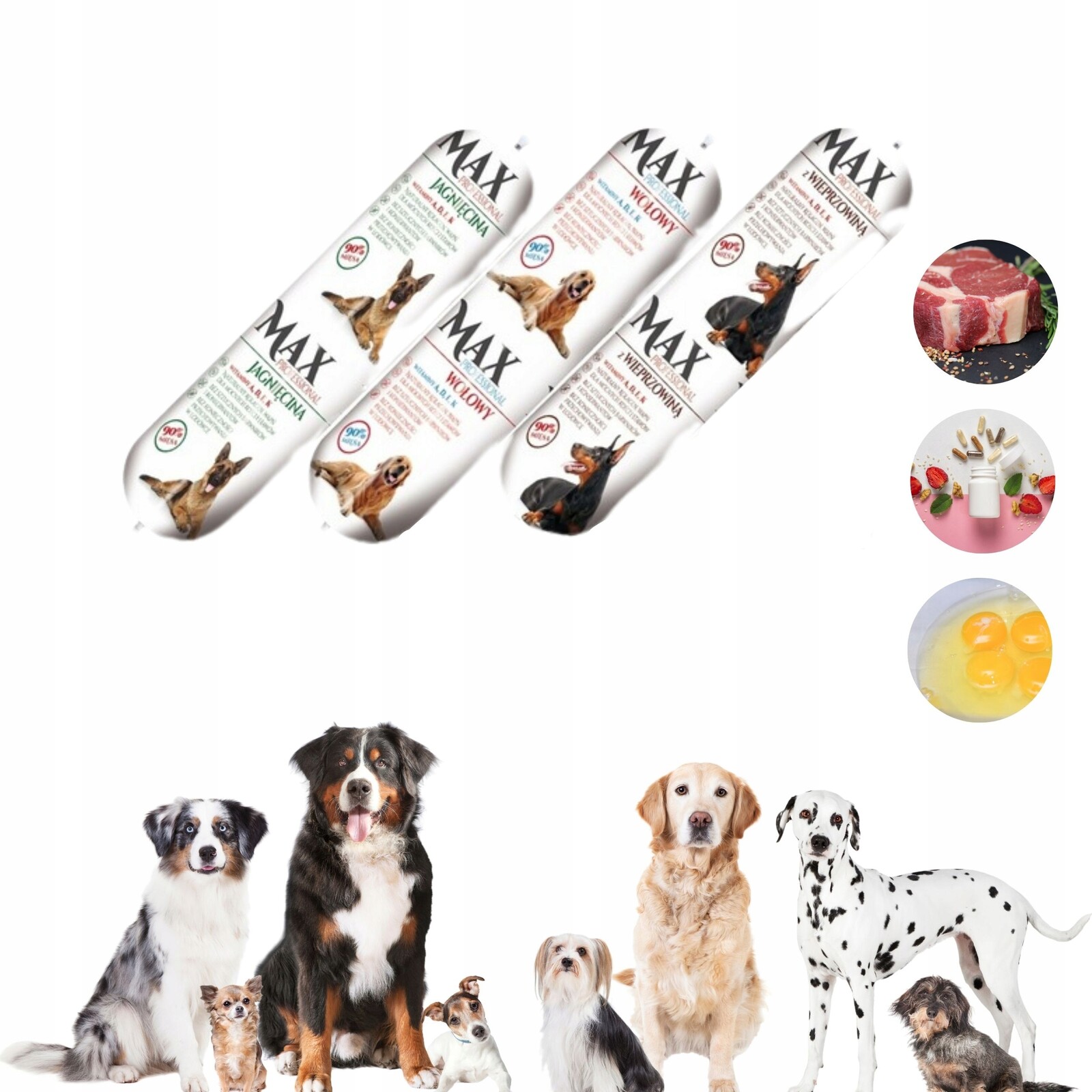 Krmivo mokré pro psa tyčinka Max 90% masa mix chutí 900 g sada 18 kusů
