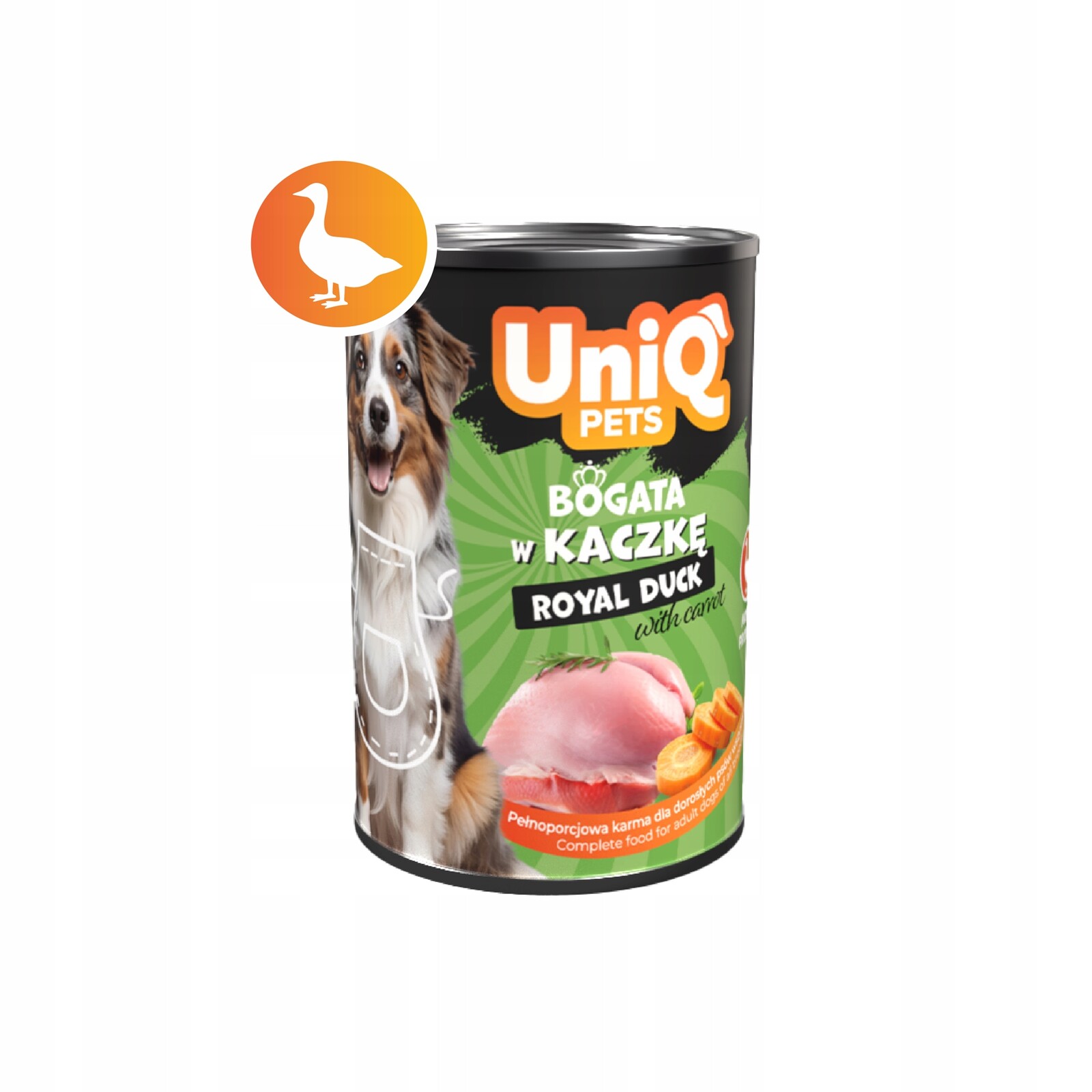 UniQ Pets Bohatá na kachnu 375g Paštika Pate Vlhké Krmivo Pro Psa Duck