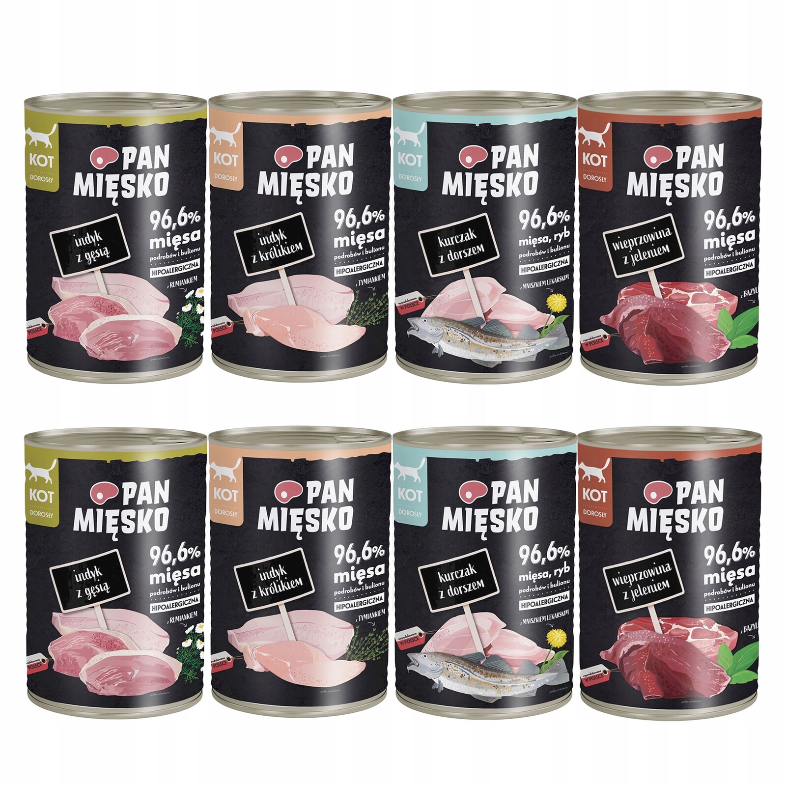 Pan Mięsko Bezobilné Krmivo pro kočky pro kočky mix chutí 8 x 400 g