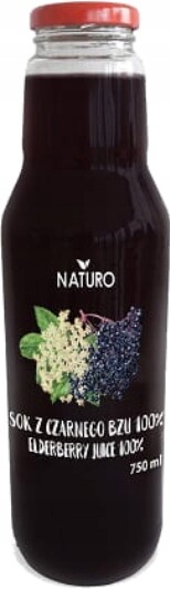 6 x Šťáva z černého bezu 100% Bez Cukru Přírodní Černý Bez 750 ml Naturo