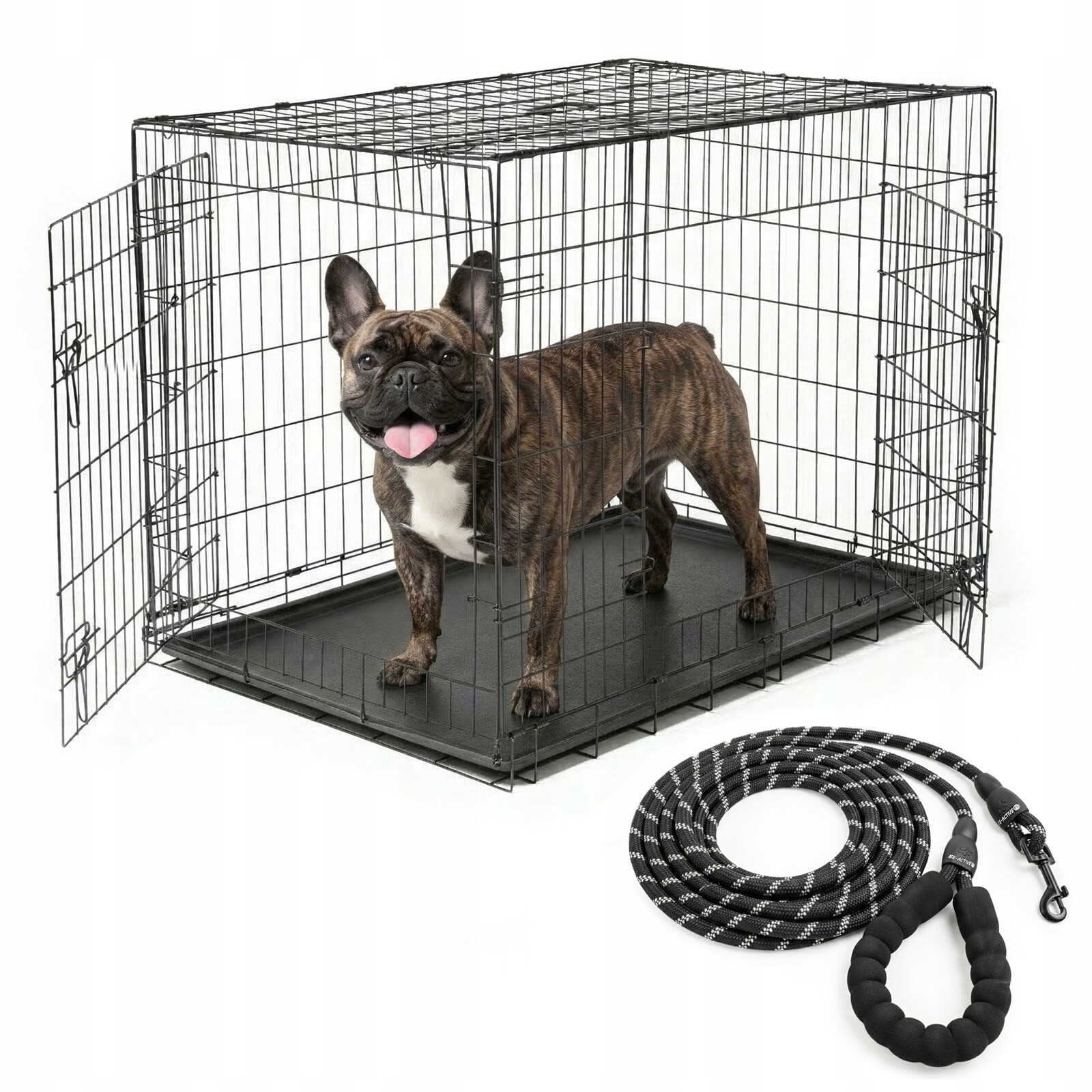 Klec Pro Psa Kovová Kennelová L Přepravka Psích Zvířat Vodítko 5 M