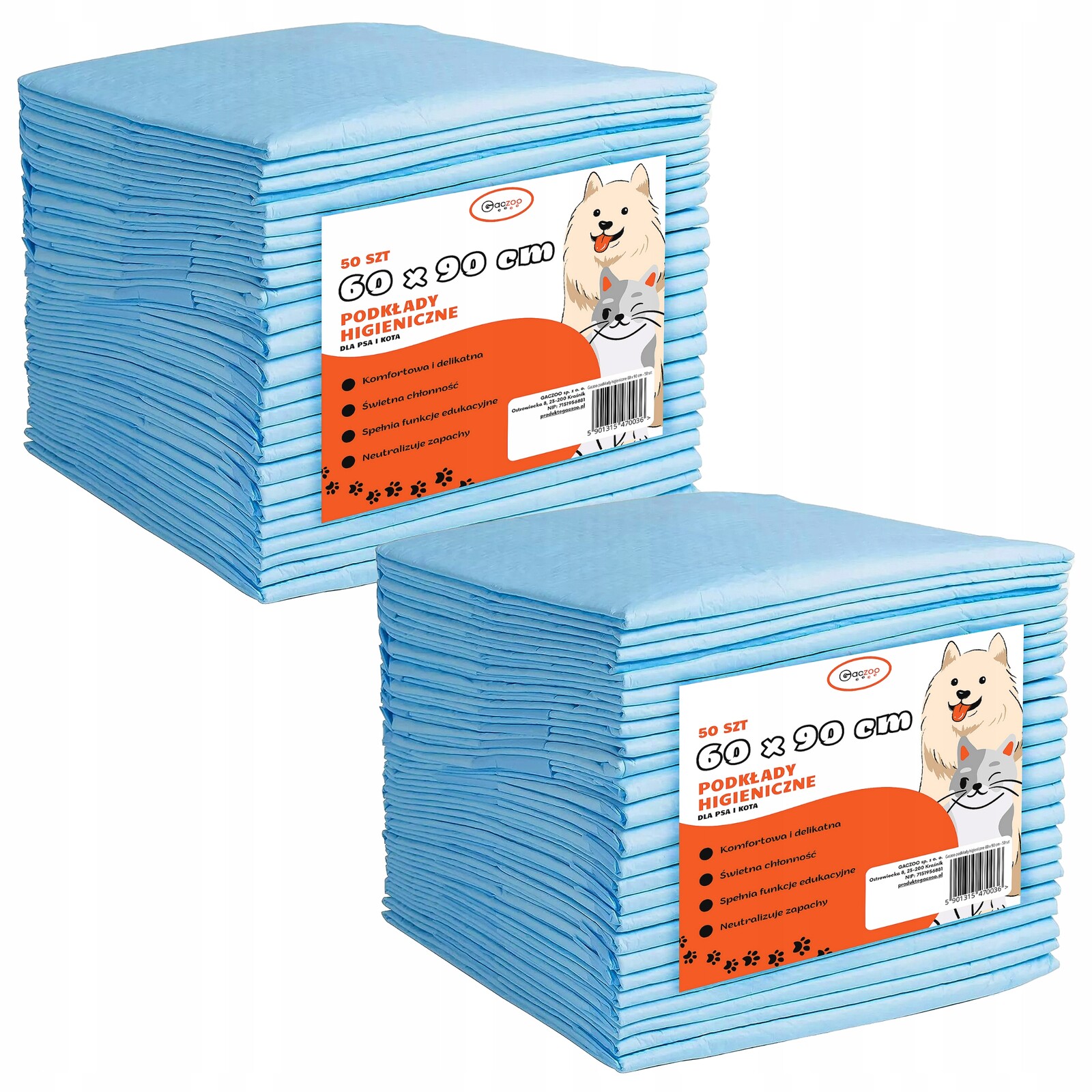 Hygienické podložky pro psa a kočku absorpční podložky 60 x 90 cm 100 ks Gaczoo