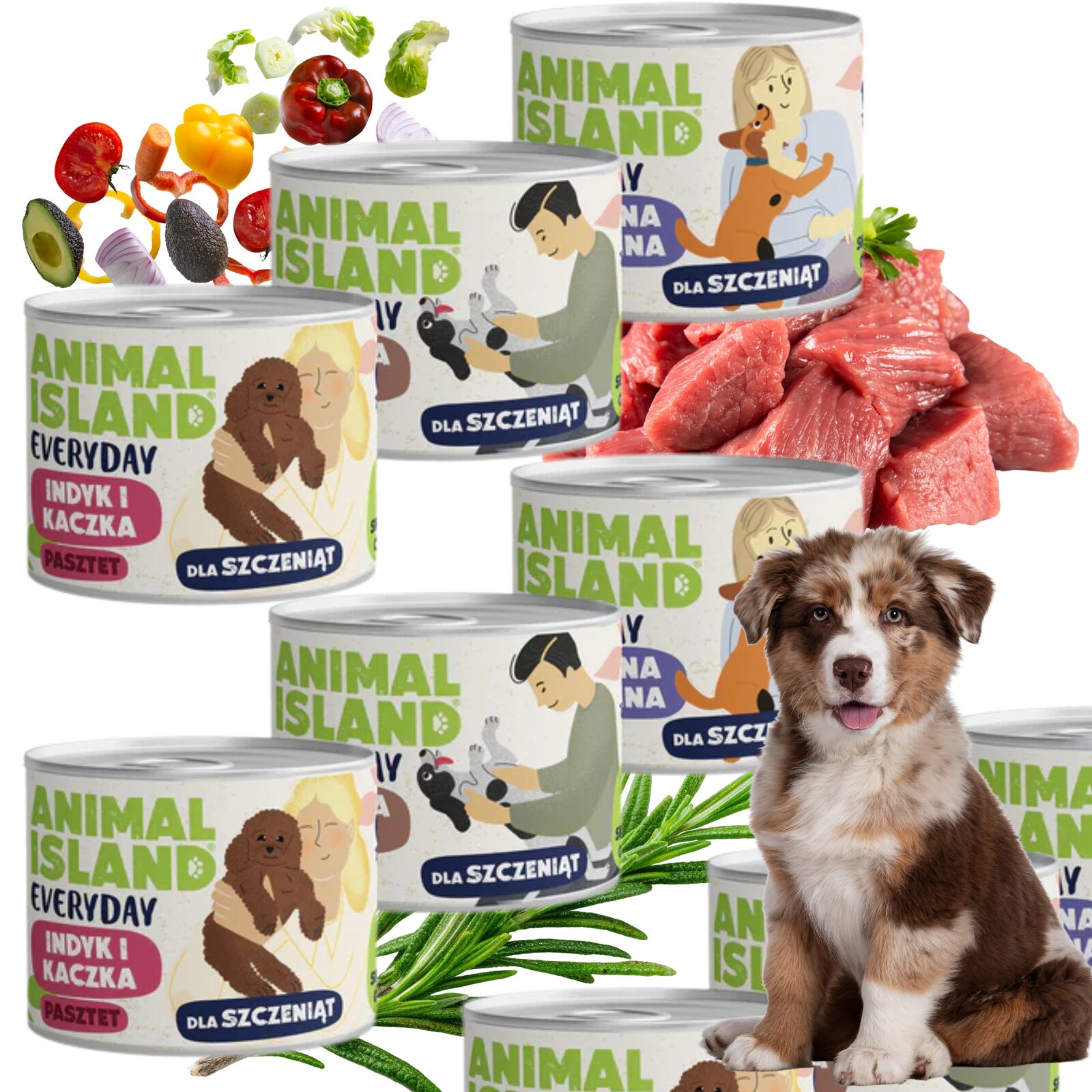 Krmivo pro štěně Animal Island bez obilovin MIX Chutí Everyday 185 g x 12 g