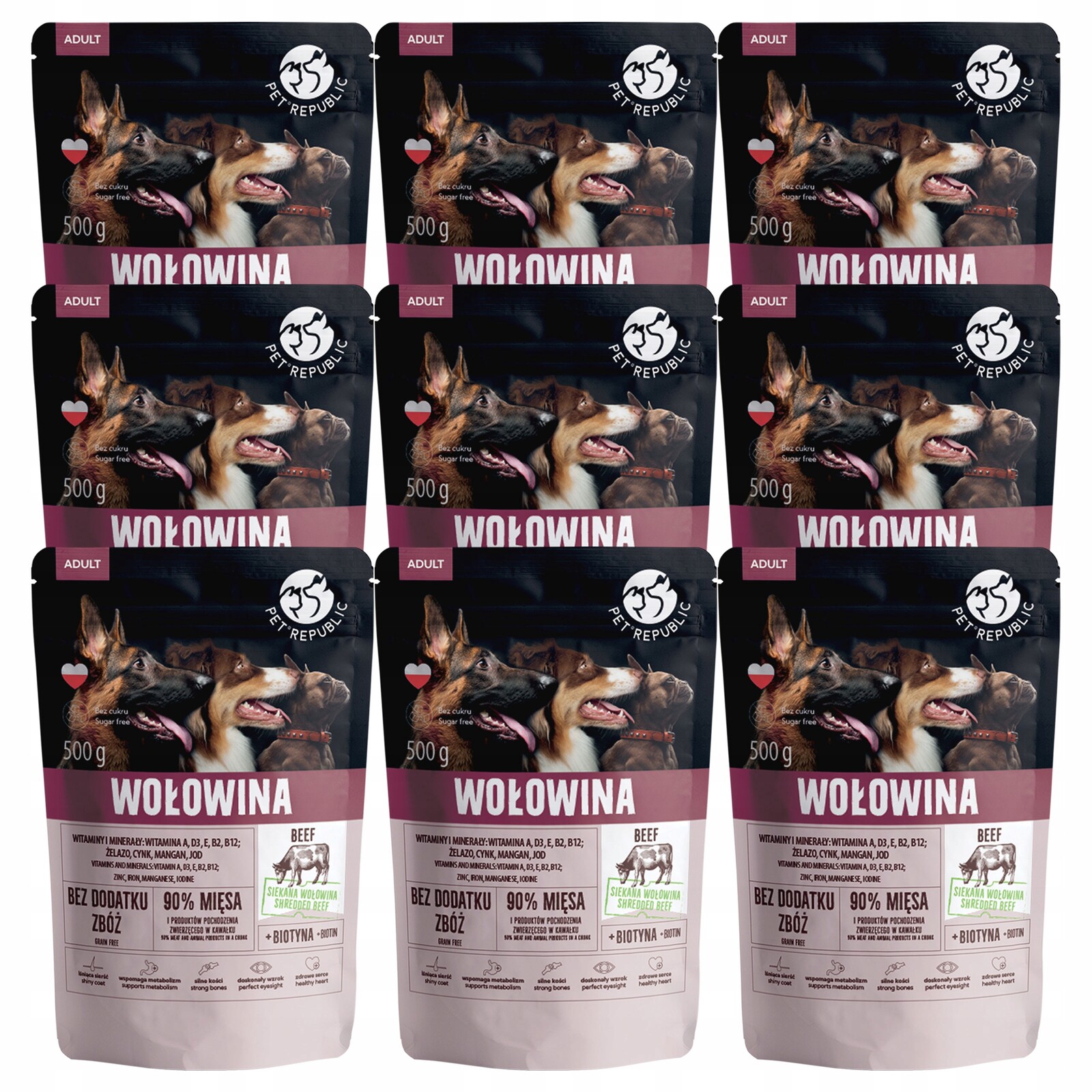 Pet Republic krmivo pro psy Hovězí maso 9 x 500 g