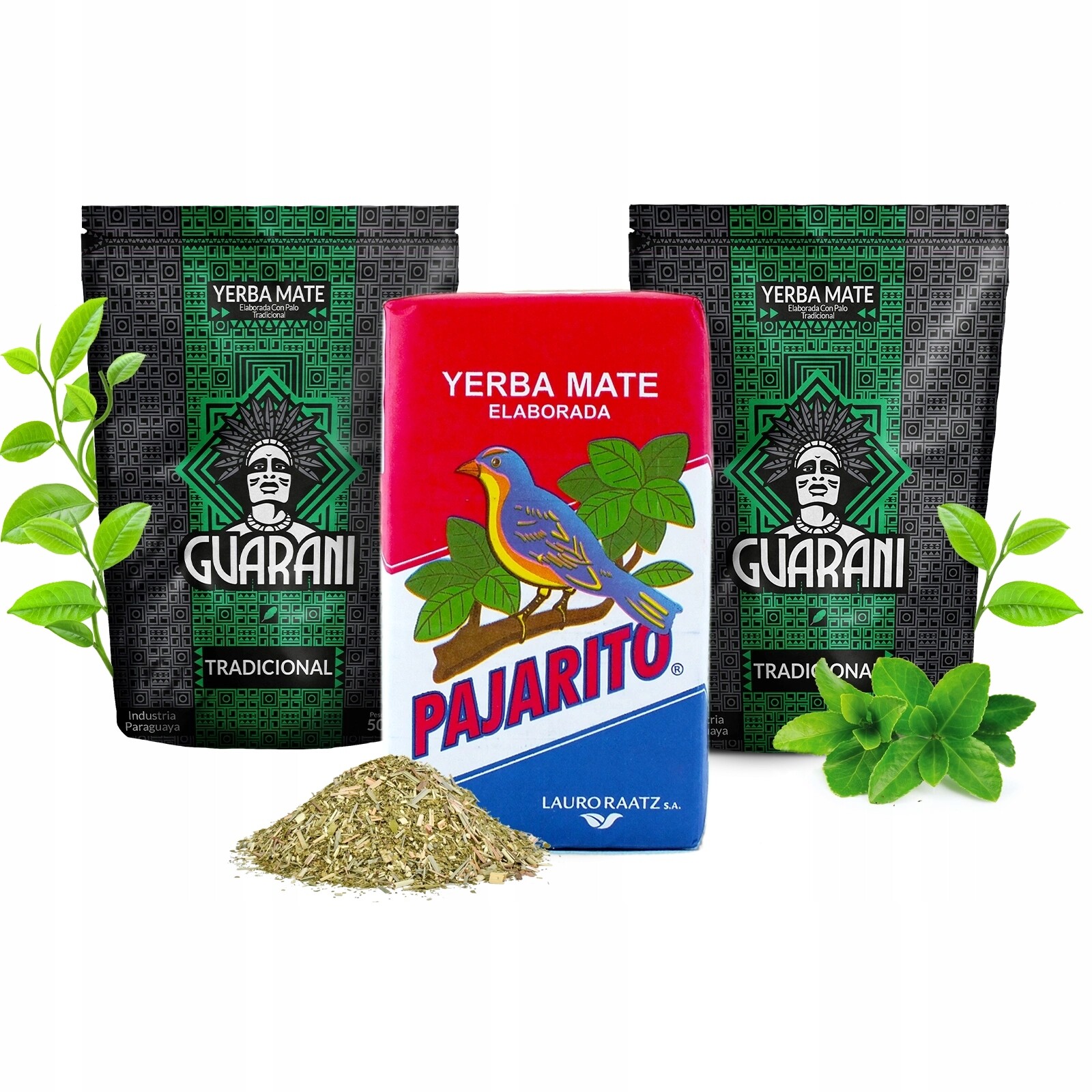 Sada trojbalení Yerba Mate Elaborada Guarani 2x500 g Pajarito 1x1 kg