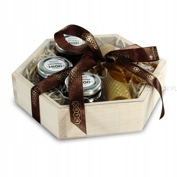 Dárková Sada dřevěná krabička 3 medy 90 g Vosková Svíčka