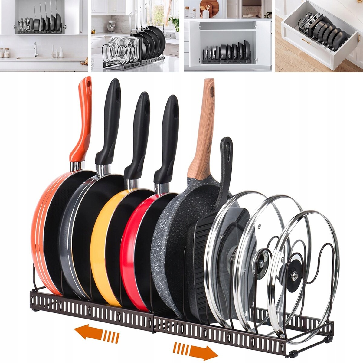 Nový Nastavitelný Stojan Organizér Na Víka S 10 Přihrádkami, Kovový