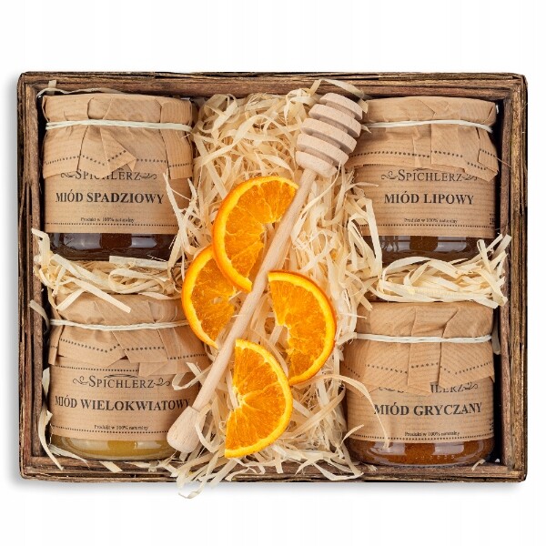 Sada Polské Medů košík na Narozeniny, jmeniny, dárek pro maminku babičky, tatínka