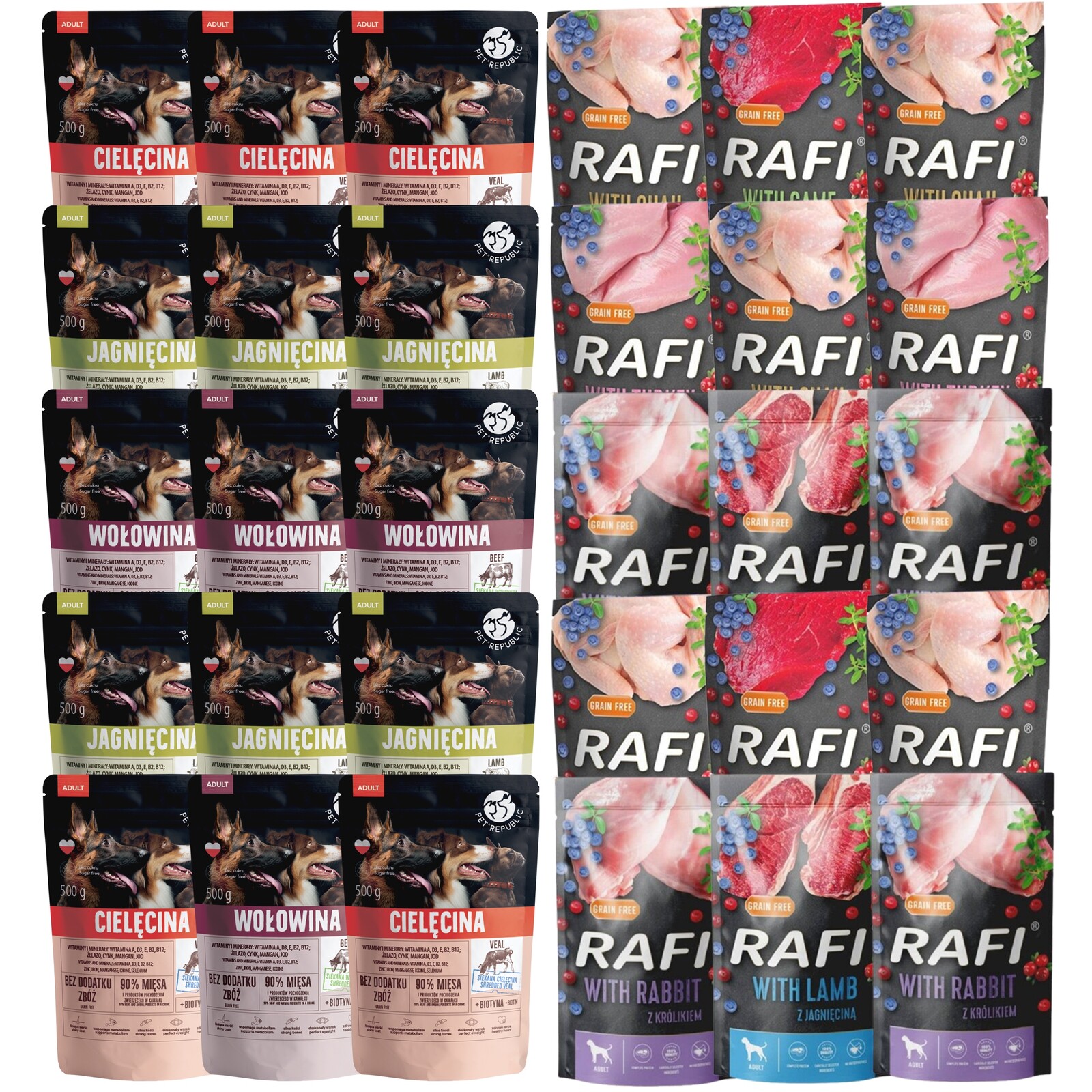 Dolina Noteci Rafi Pet Republic Krmivo mokré pro psa mix chutí 30 x 500 g