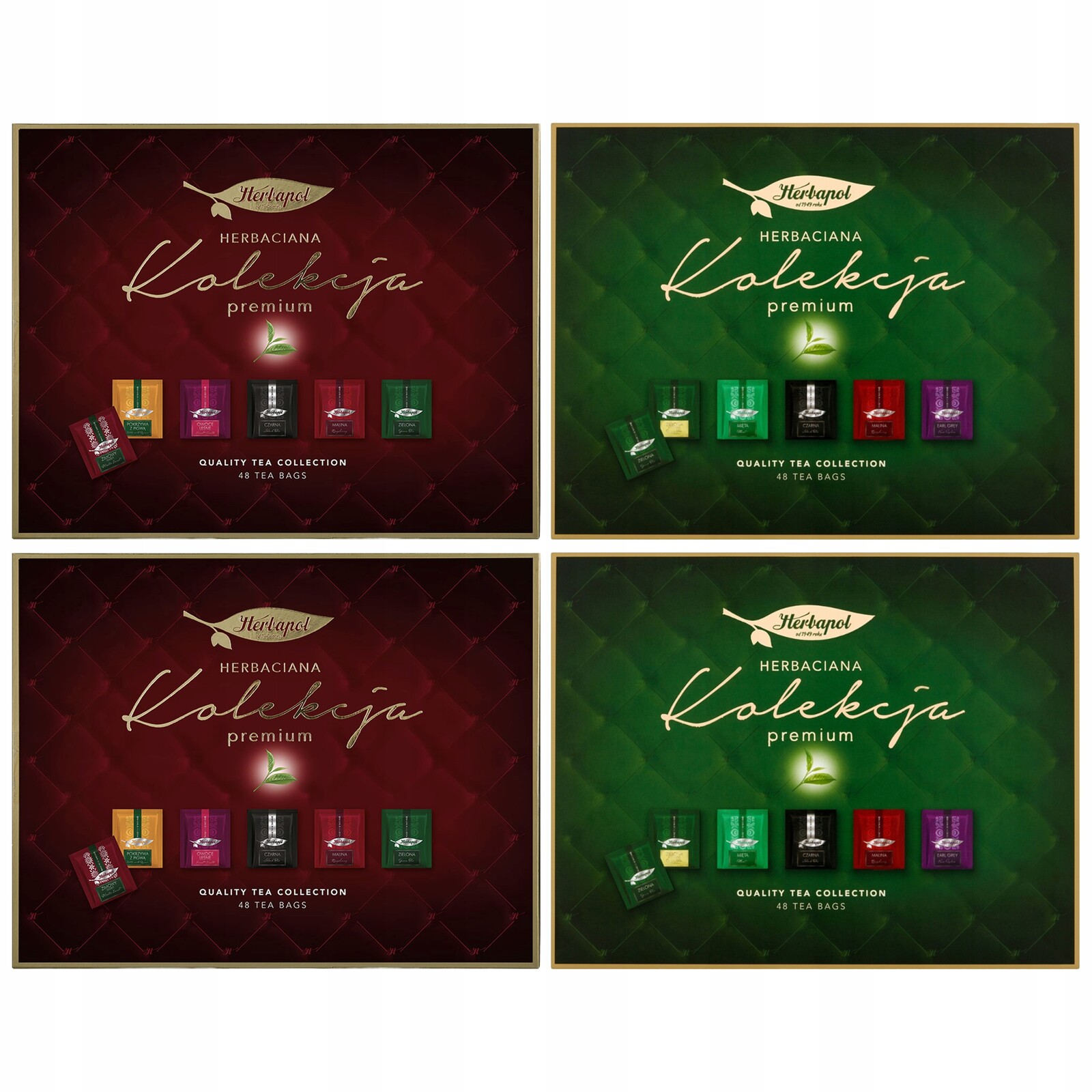 Kolekce Čajů premium 2xbordová 2xzelená Herbapol sada 192 sáčků