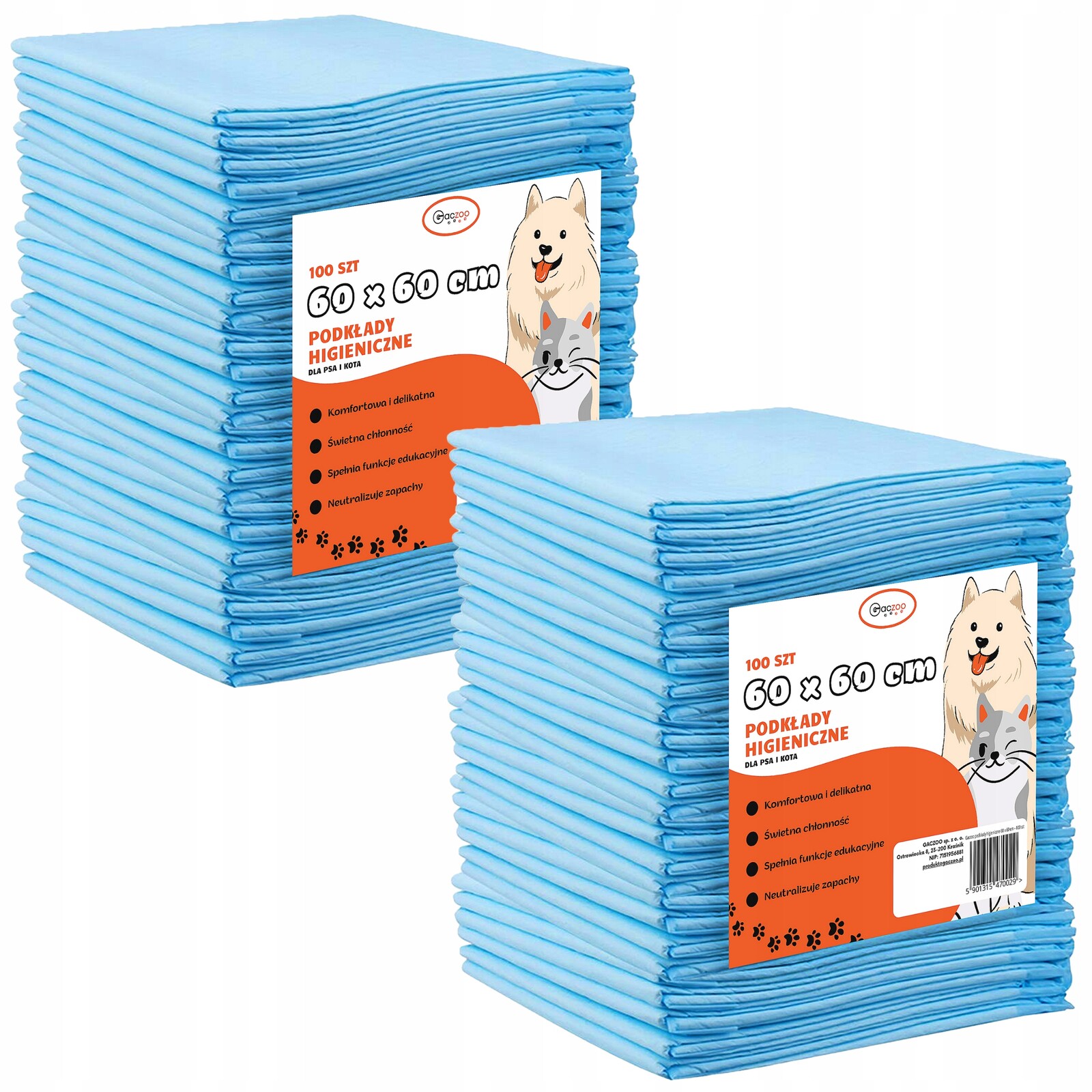 Hygienické podložky pro psa a kočku absorpční podložky 60 x 60 cm 200 ks Gaczoo