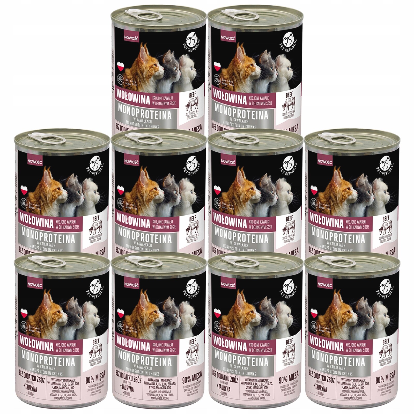 Pet Republic Mono Hovězí krmivo pro kočky mokré 10 x 400 g monoproteinové