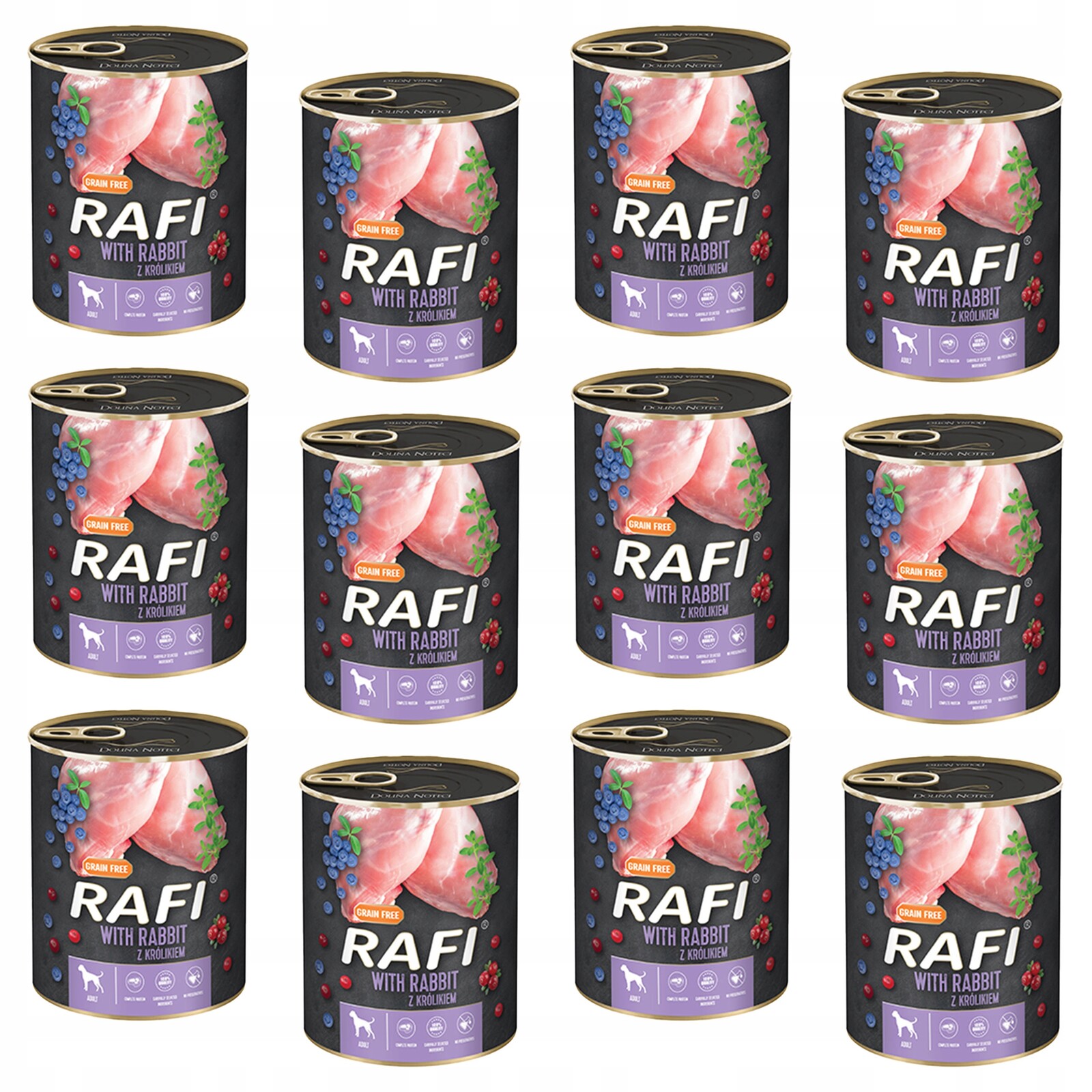 Dolina Noteci Rafi Krmivo mokré pro psa Králík 12 x 800 g