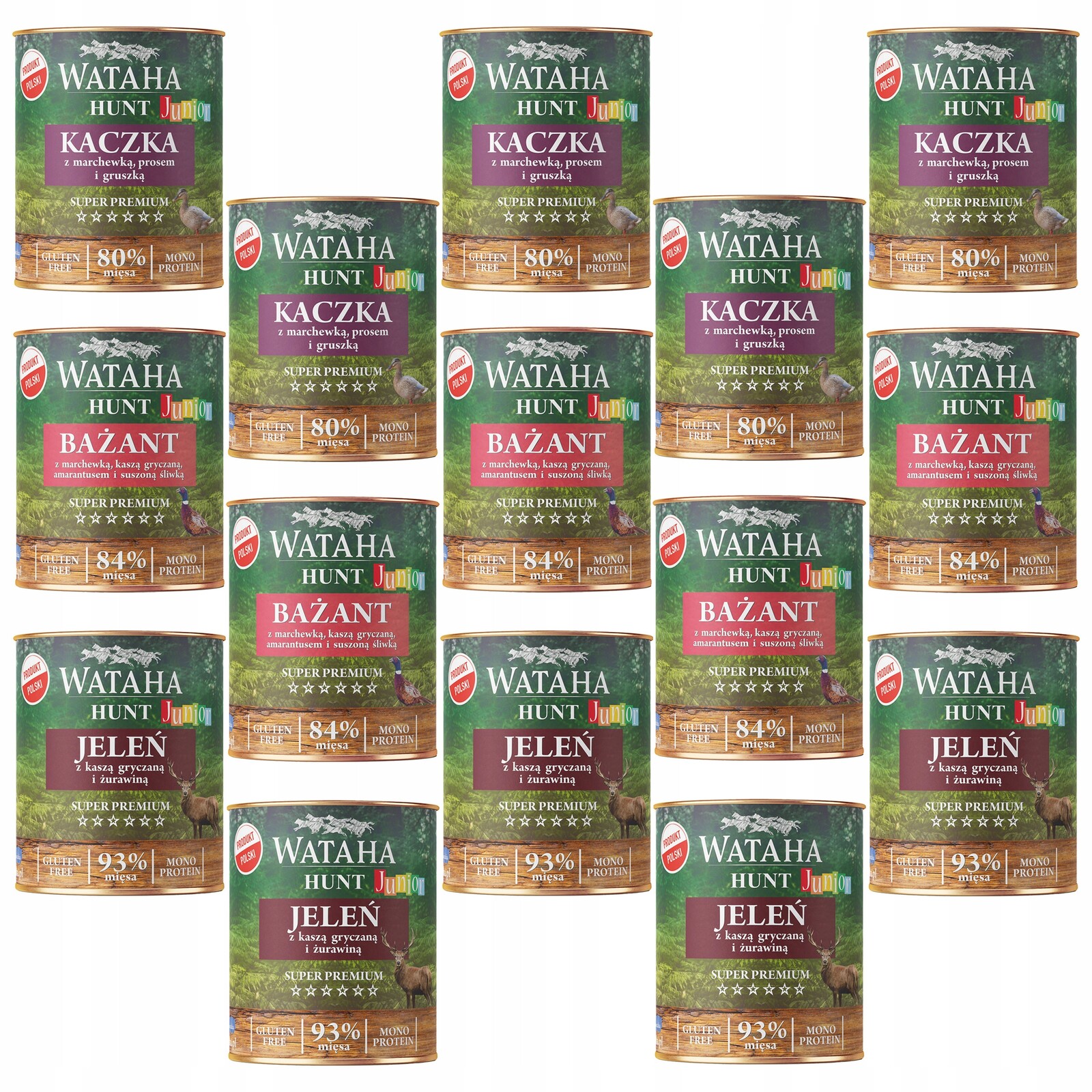 Wataha Hunt Junior krmivo pro štěňata Mix chutí 15 x 800 g