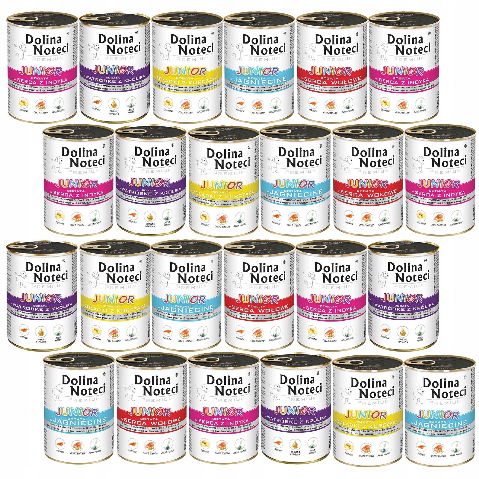 Dolina Noteci Junior Krmivo mokré pro štěňata mix chutí 24 x 400 g