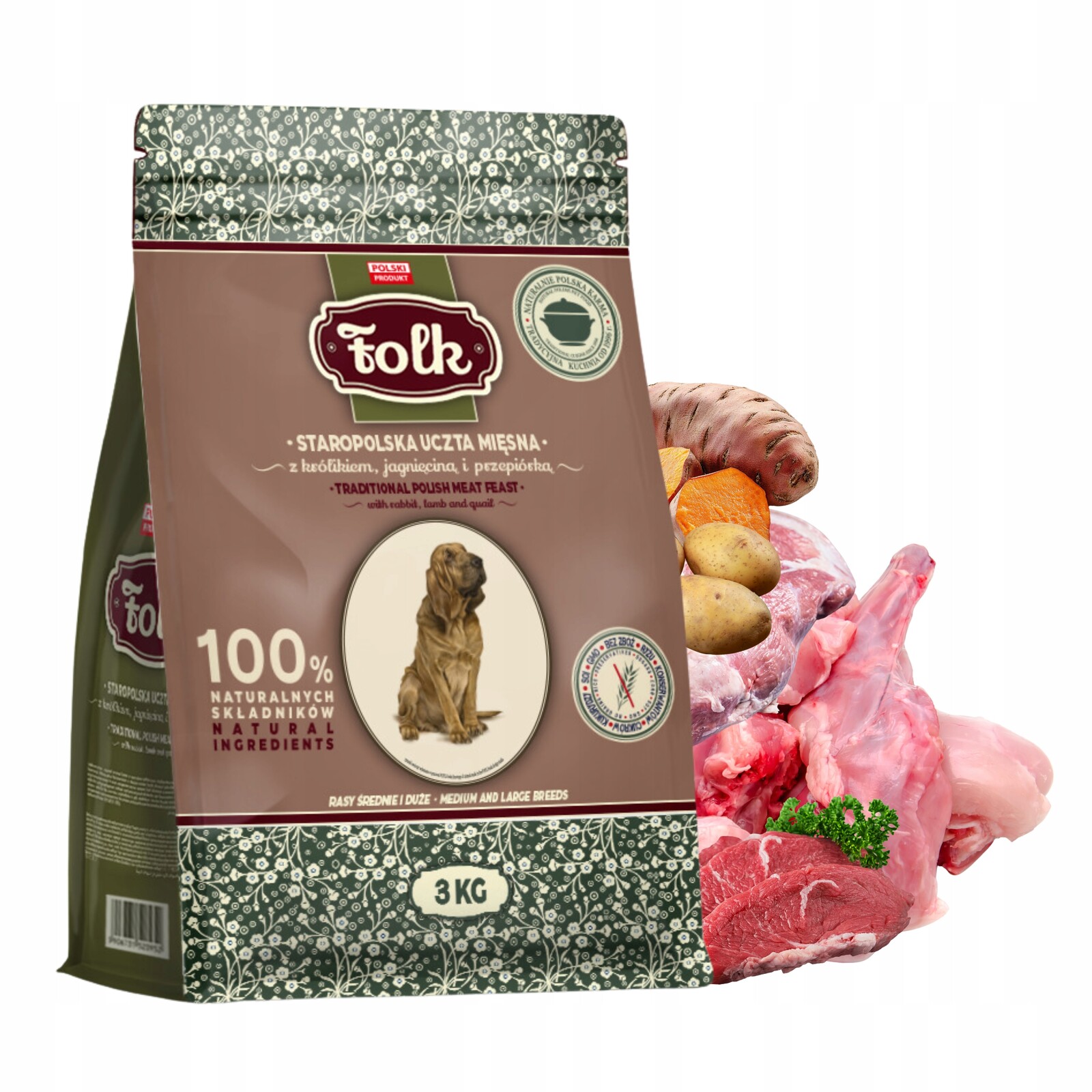 Folk Krmivo pro psy středních plemen Staropolska Hostina králík jehněčí 3 kg