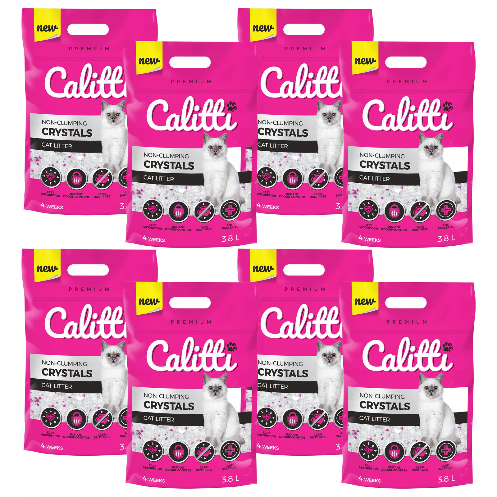 Calitti Crystals Silikonové Stelivo do kočičí toalety pro kočky 8 x 3,8 l