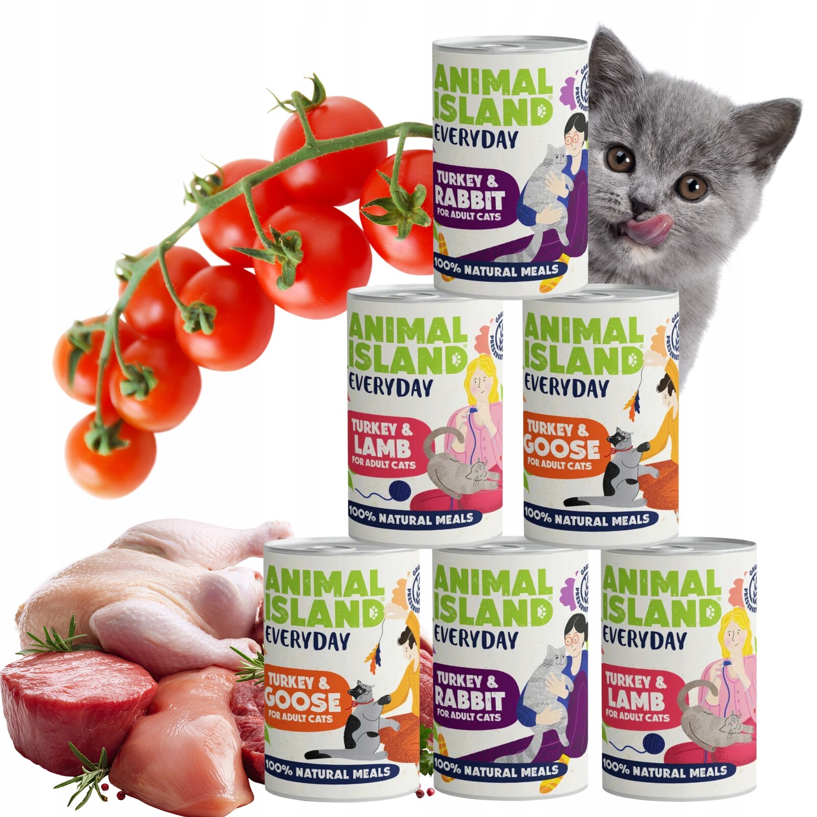 Krmivo pro kočky bez obilovin Animal Island MIX Chutí Everyday 400g 12 Ks