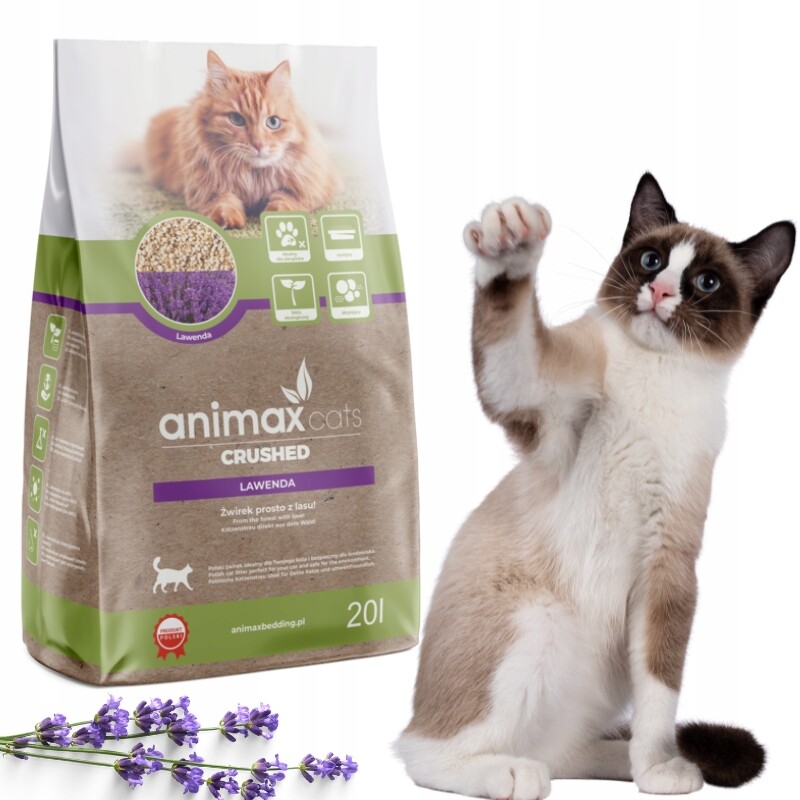 Stelivo pro kočky Animax Cats drť s hrudkující jehličnatou vůní Levandule 20 l