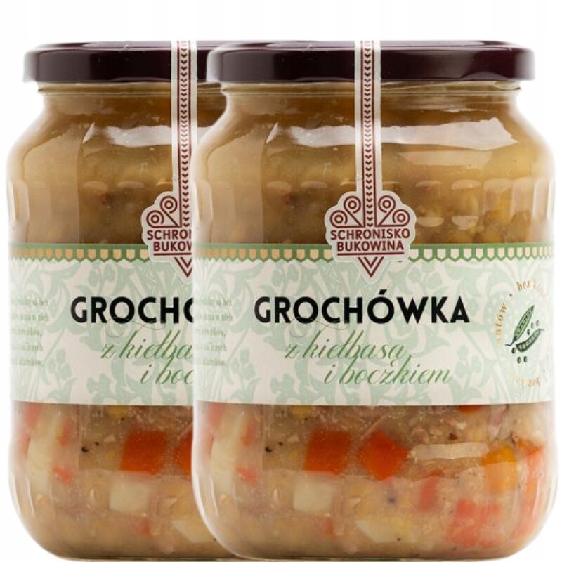 Hrachovka s klobásou a slaninou 700 ml Schronisko Bukowina Domácí polévka