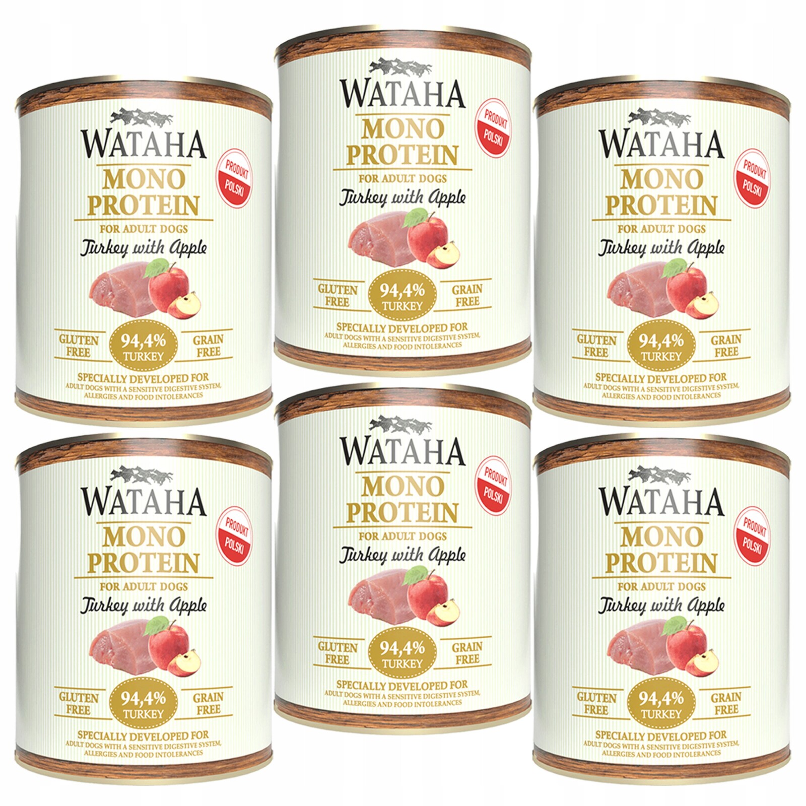 Wataha Mono Protein Adult vlhké krmivo pro psy Krůta s jablkem 6 x 800 g