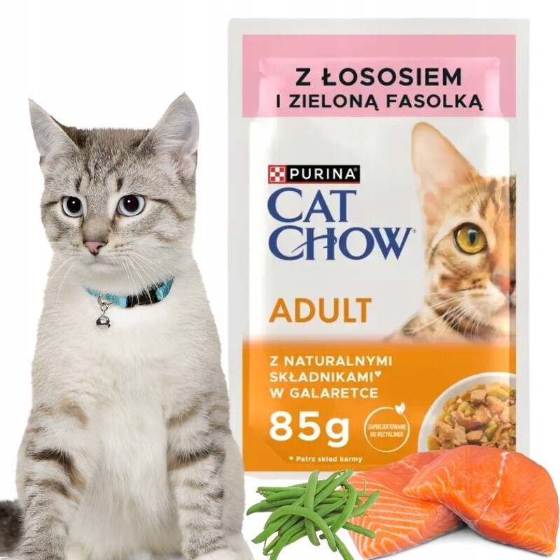 Mokré krmivo pro kočky Purina Cat Chow Adult losos zelené fazolky 26x85 g