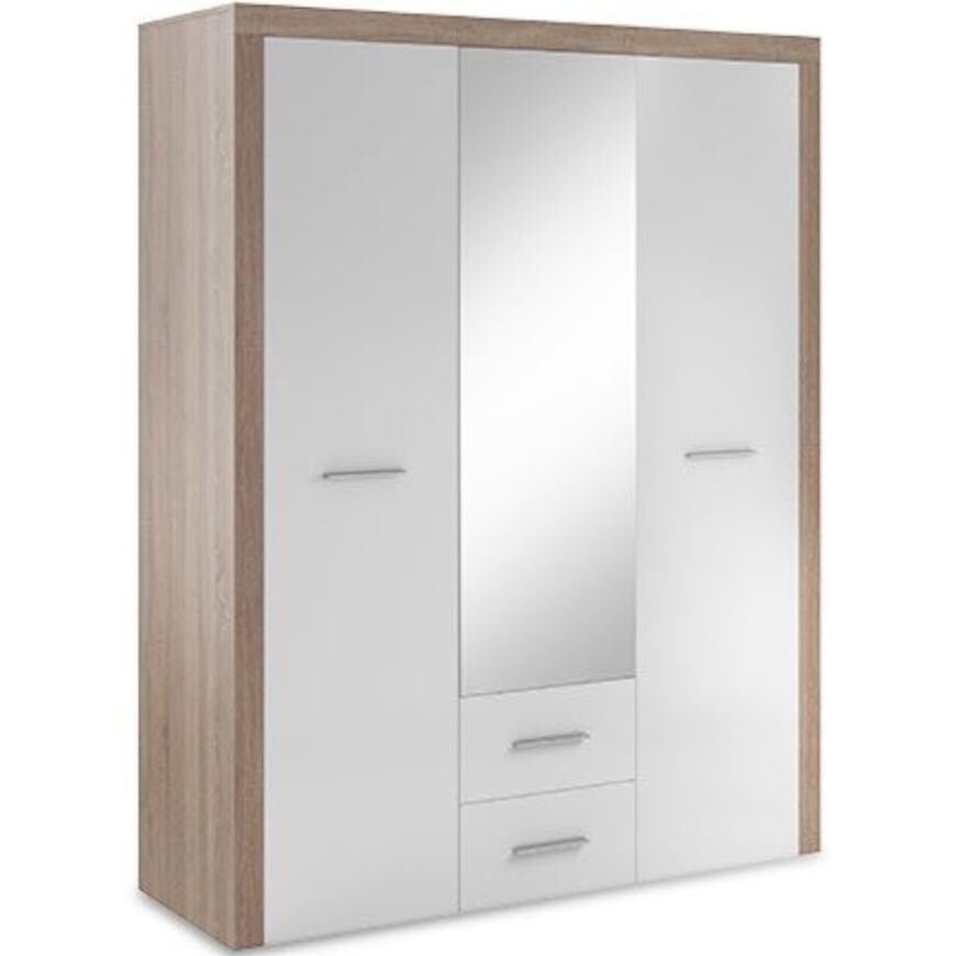 Skříň One 165cm Dub Sonoma/Bílý Lesk/Zrcadlo (korpus+dvířka)