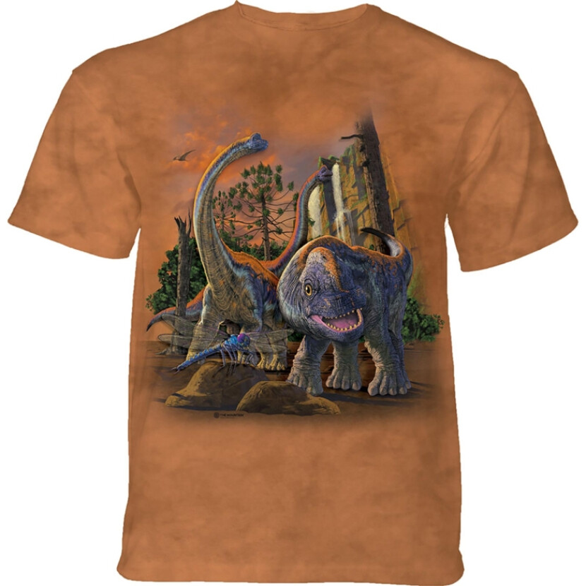Tričko unisex The Mountain Curious Dinosaurs (dinosauři) - světle hnědé, XXL