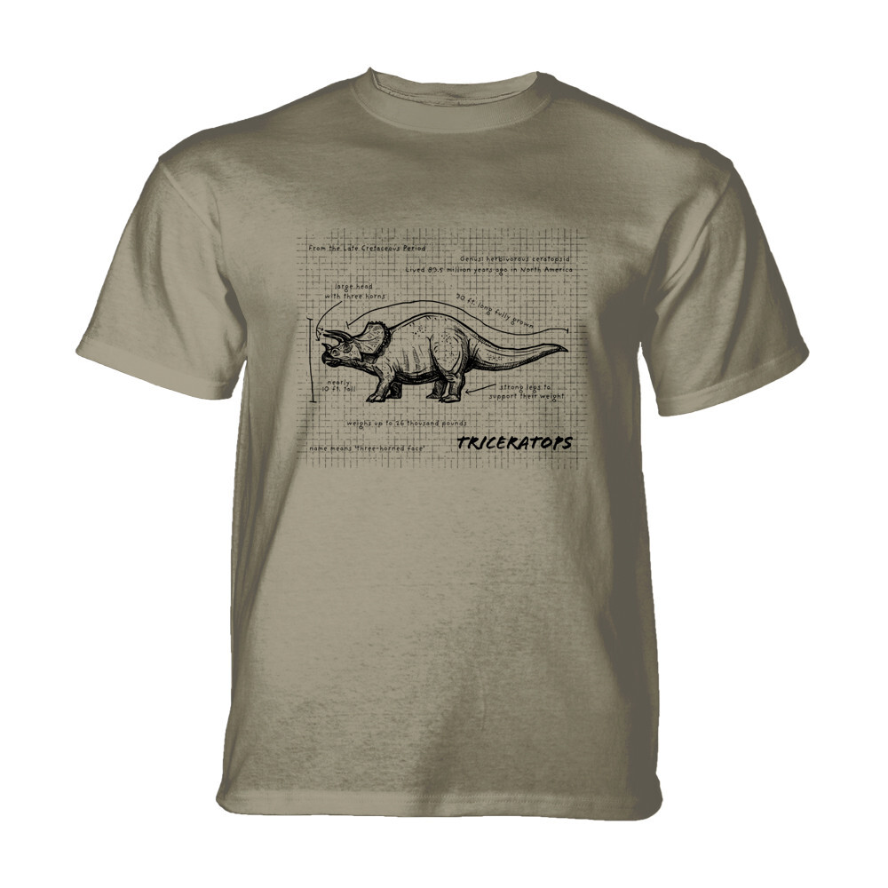 Tričko unisex The Mountain Triceratops Fact Sheet - béžové, XXL