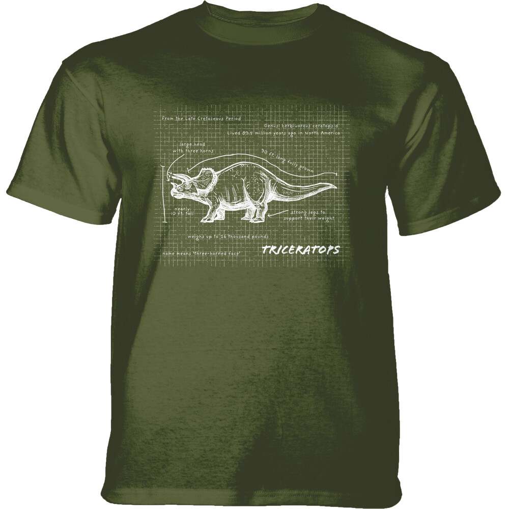 Tričko unisex The Mountain Triceratops Fact Sheet - olivové, XXL