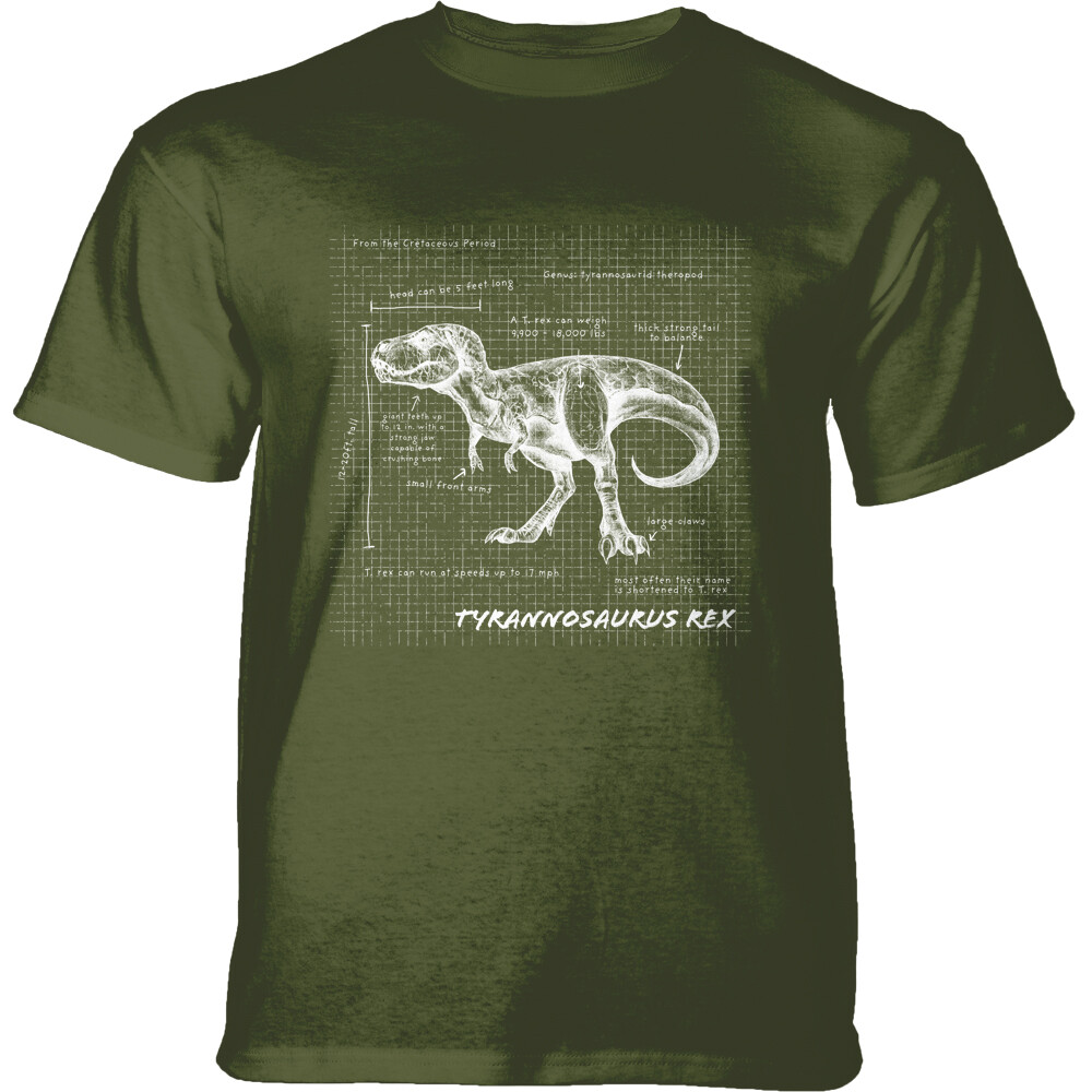 Tričko unisex The Mountain T-Rex Fact Sheet (Tyrannosaurus Rex) - olivové, XXL