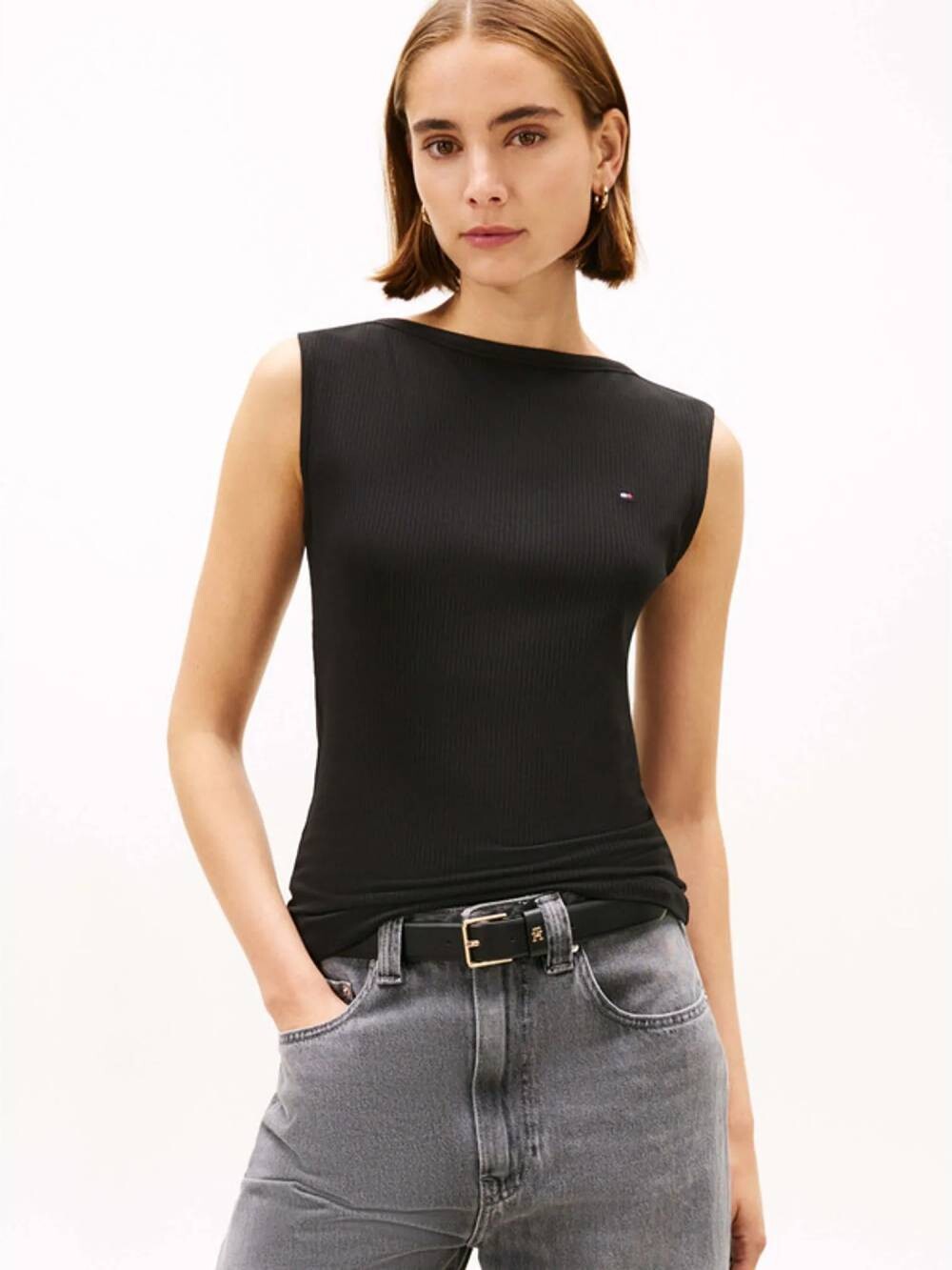 Tommy Hilfiger dámské černé tílko WW0WW47807BDS XS