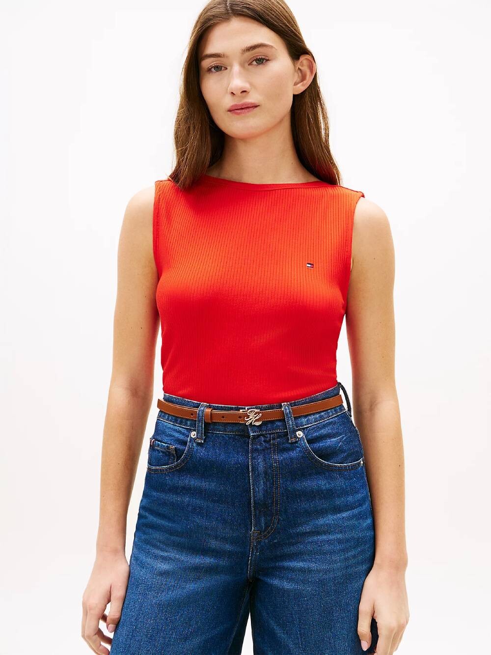 Tommy Hilfiger dámské červené tílko WW0WW47807SNE XS