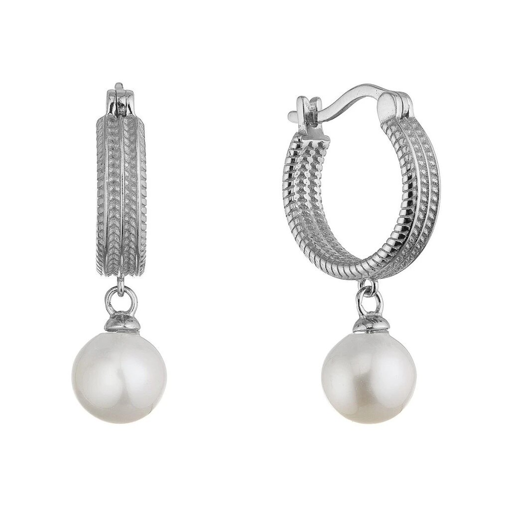 Evolution Group - Pavona Elegantní stříbrné kruhy s pravou perlou 21127.1