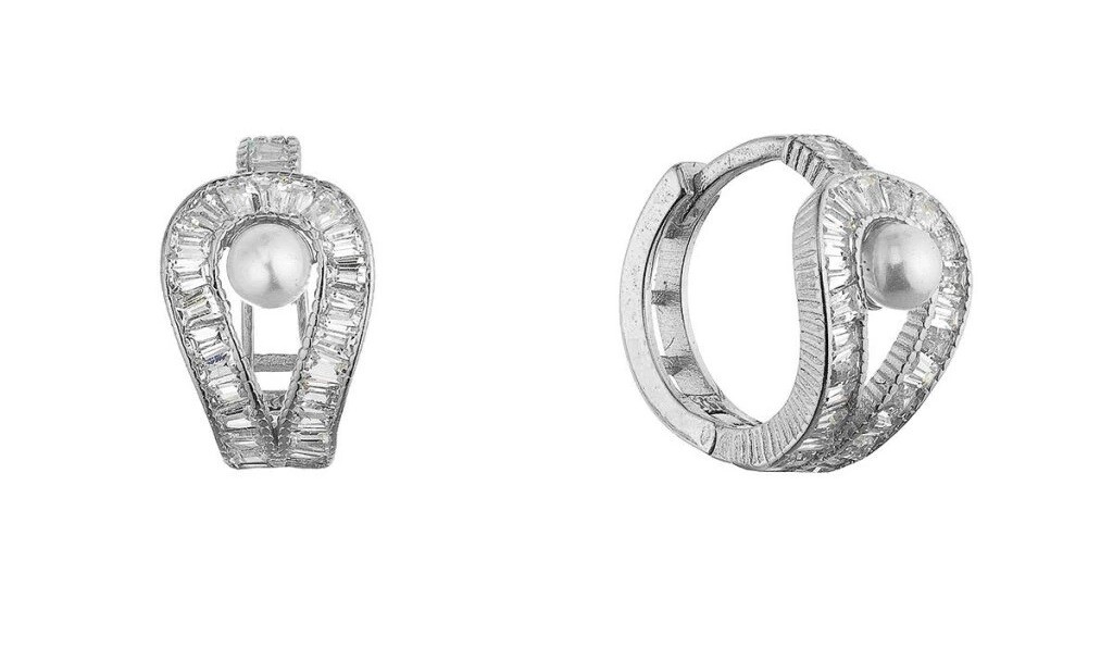 Evolution Group - Pavona Překrásné stříbrné kruhy se zirkony a shell perlou 11807.1