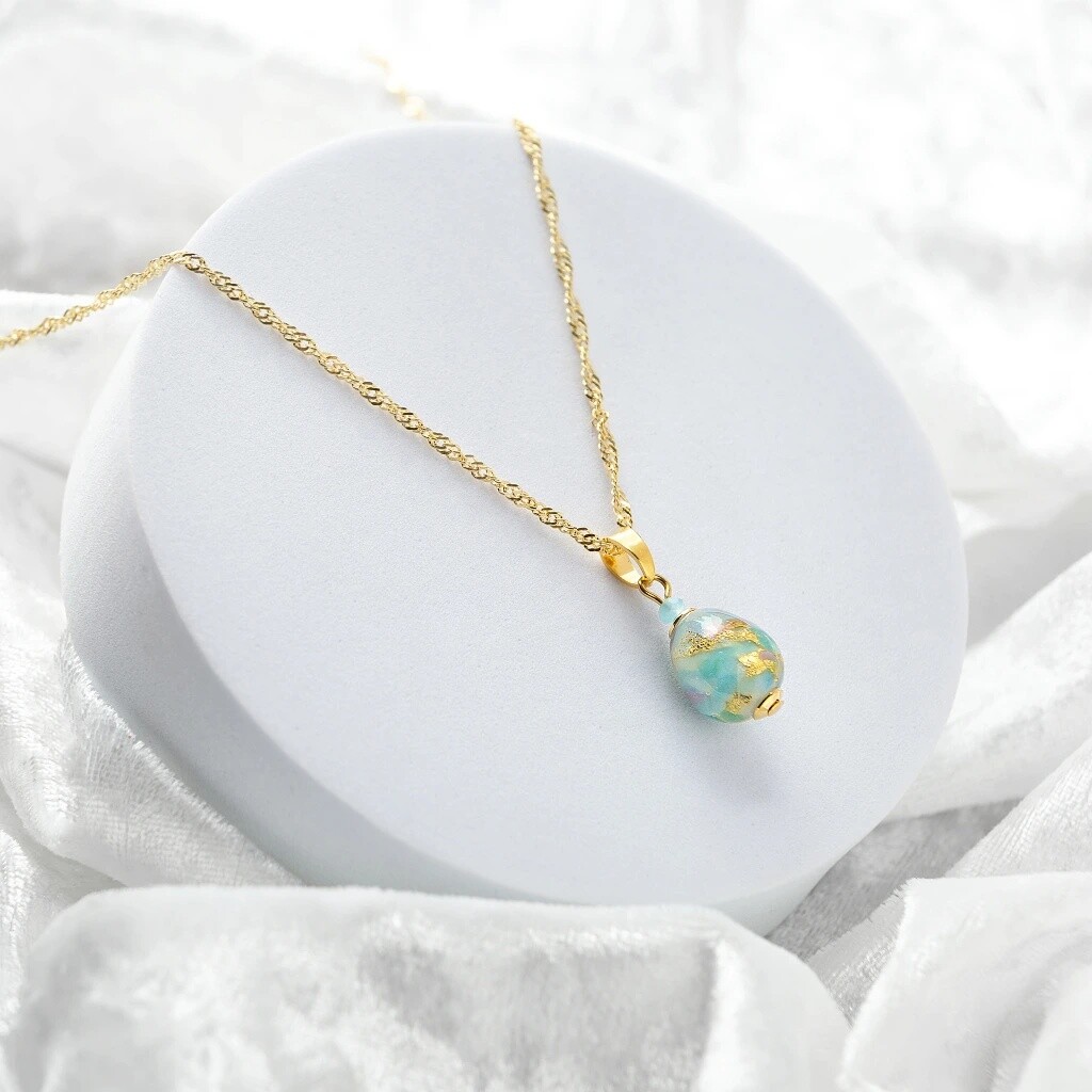 Lampglas Náhrdelník Mist Nude s 24karátovým zlatem NNM9/AG/POZ 45 cm