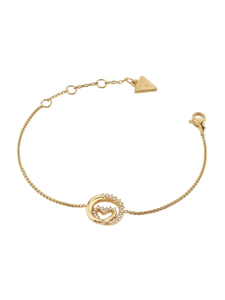 Guess Pozlacený náramek s krystaly Srdce Iconique JUBB05527JWYG 21 cm