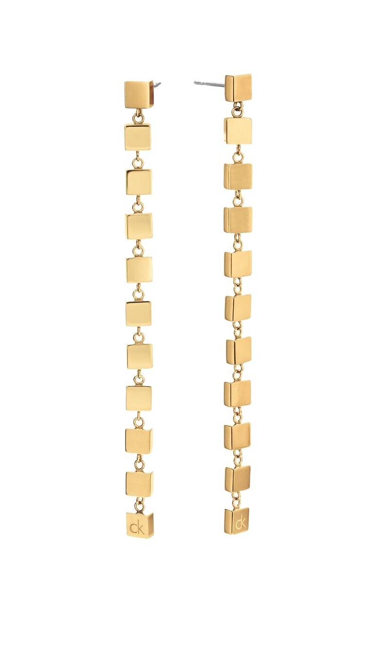 Calvin Klein Dlouhé pozlacené náušnice Geometric 35000844