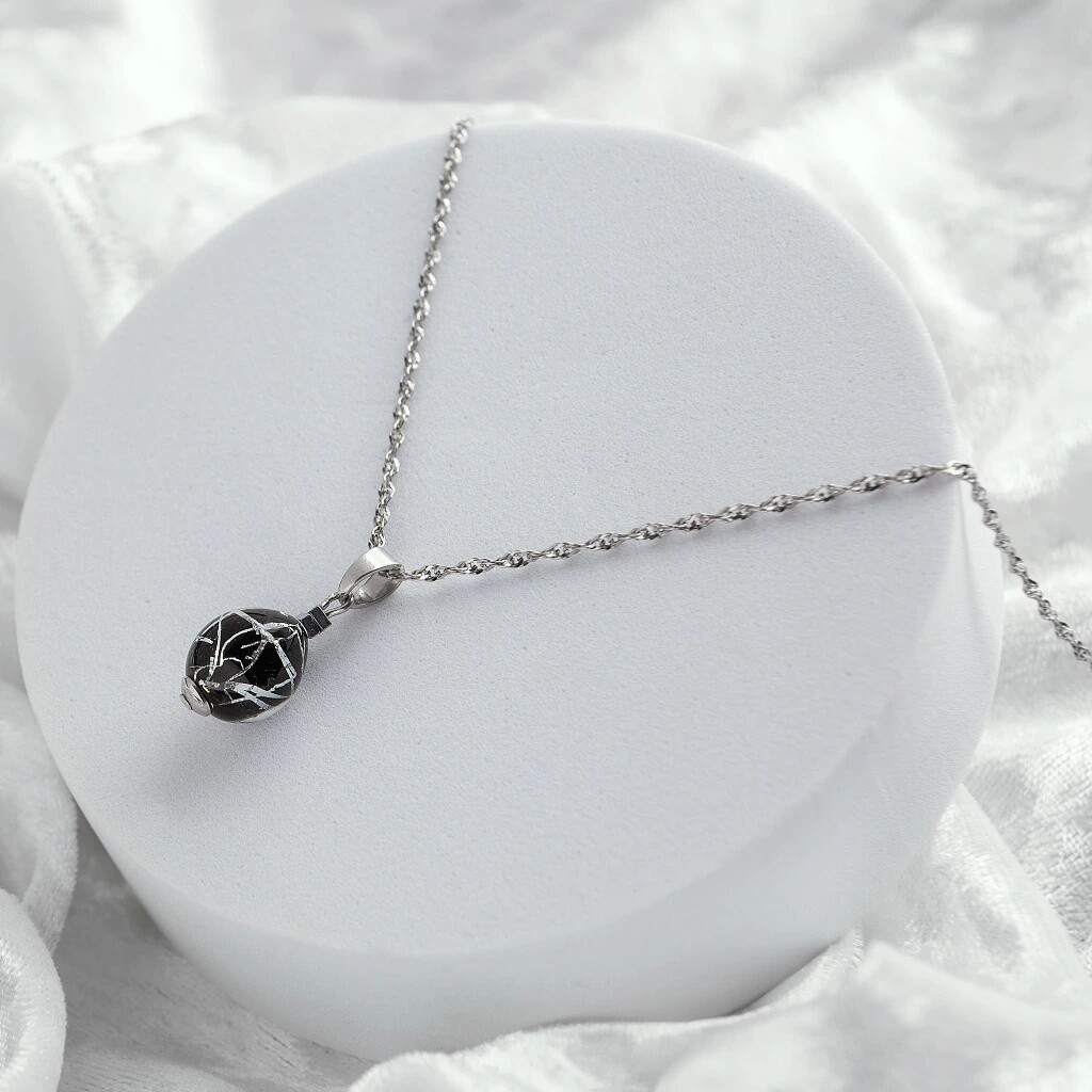 Lampglas Náhrdelník Night Nude s ryzím stříbrem NNM7/AG/RHO 50 cm