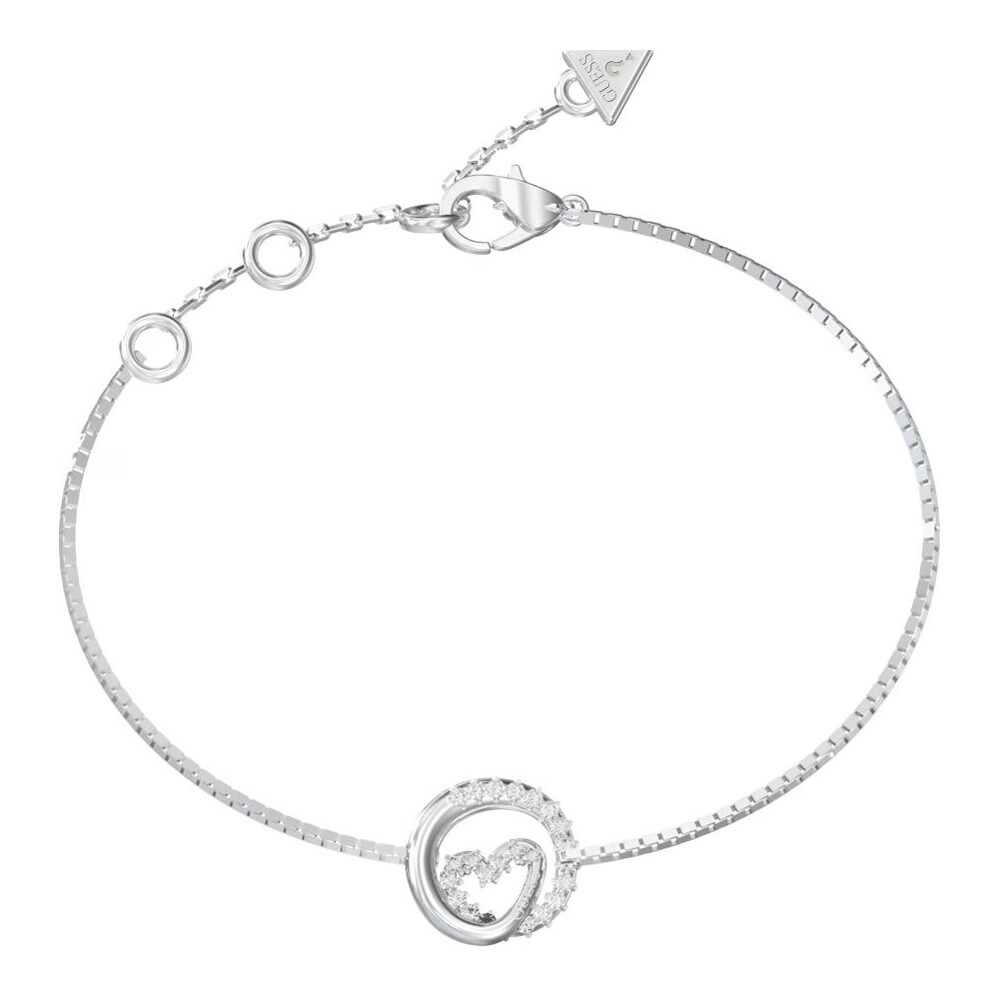 Guess Ocelový náramek s krystaly Srdce Iconique JUBB05527JWRH 21 cm