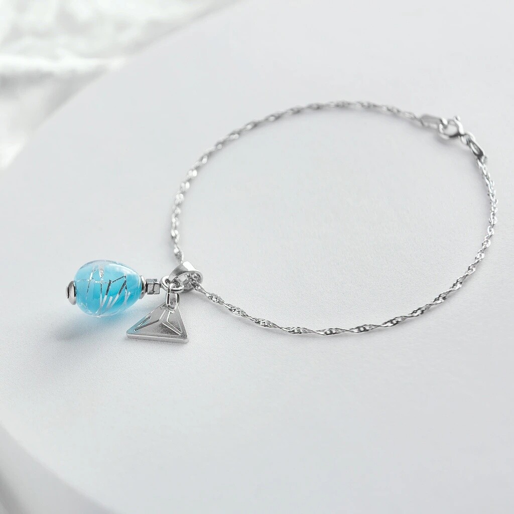 Lampglas Náramek Ice Nude s ryzím stříbrem BNM12/AG/RHO 19 cm