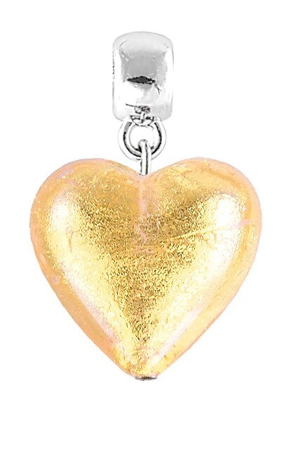 Lampglas Přívěsek Golden Heart s 24karátovým zlatem v perle Lampglas S24/AG/RHO