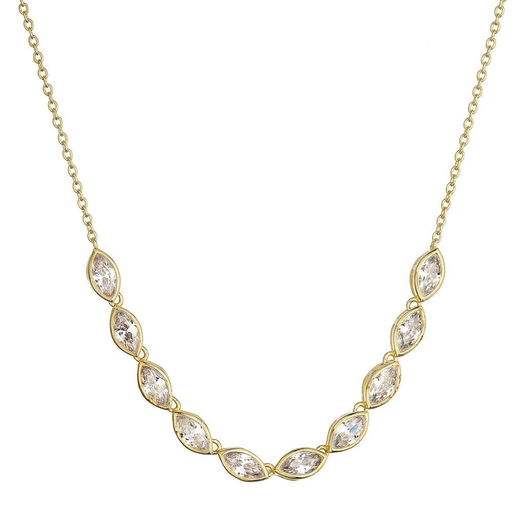 Evolution Group - Pavona Třpytivý pozlacený náhrdelník se zirkony 12179.1