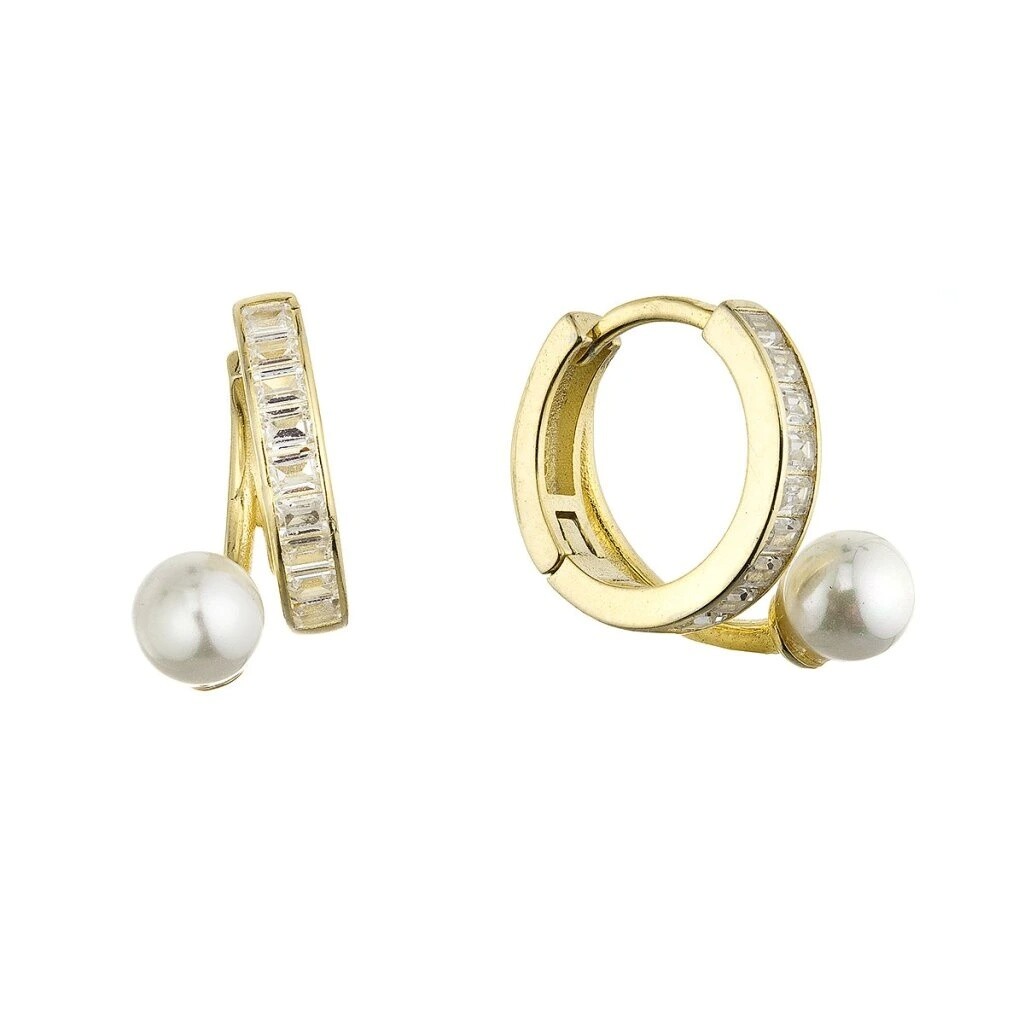 Evolution Group - Pavona Pozlacené kruhy se zirkony a shell perlou 11808.1