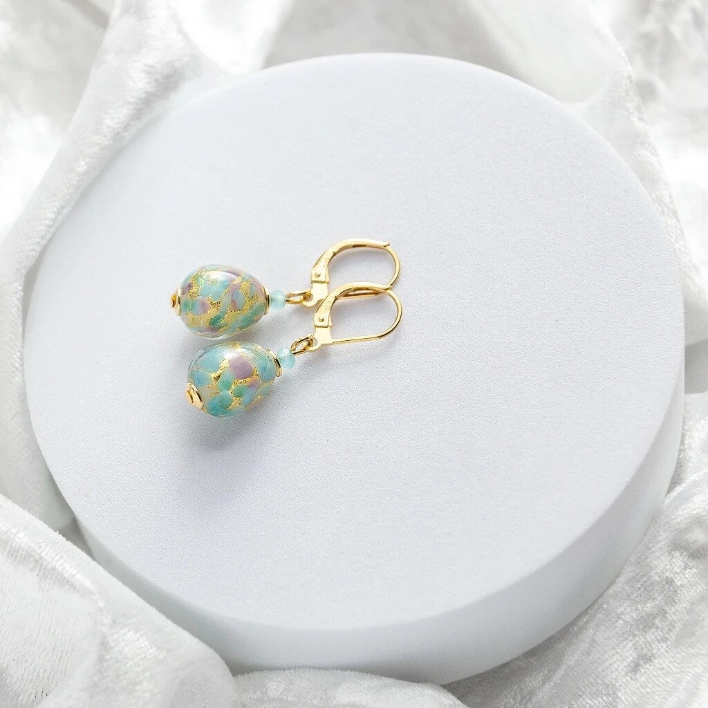 Lampglas Visací náušnice Mist Nude s 24karátovým zlatem ENM9/AG/POZ