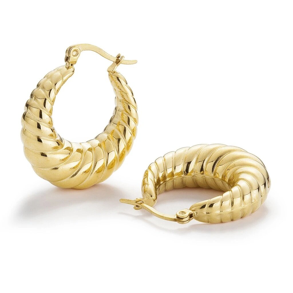 Evolution Group - Pavona Moderní kruhové náušnice z pozlacené oceli ELARAE